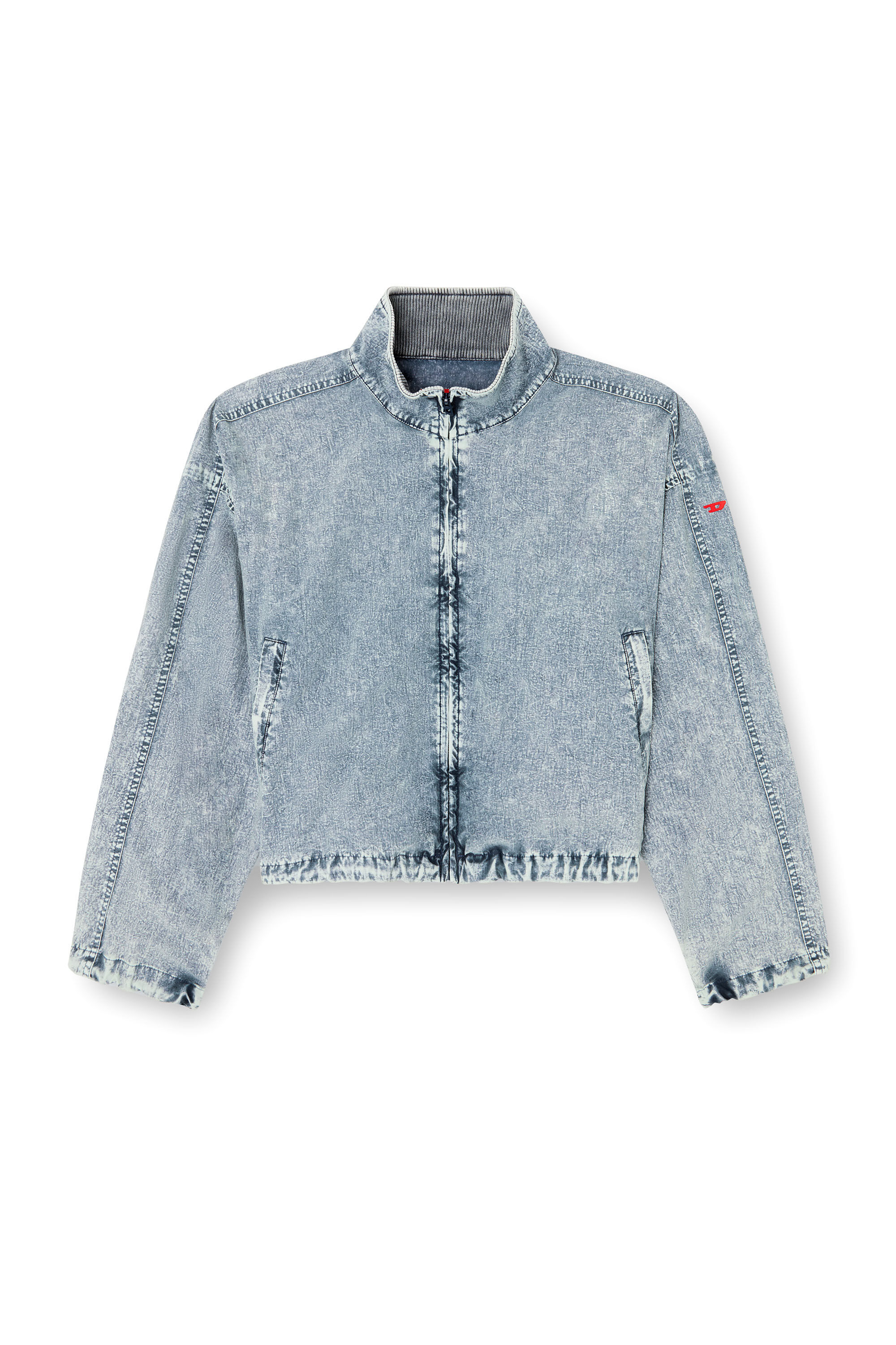 Diesel - G-LEAM-R1, Chaqueta recortada en taslan de nailon reciclado Mujer in Azul marino - 2