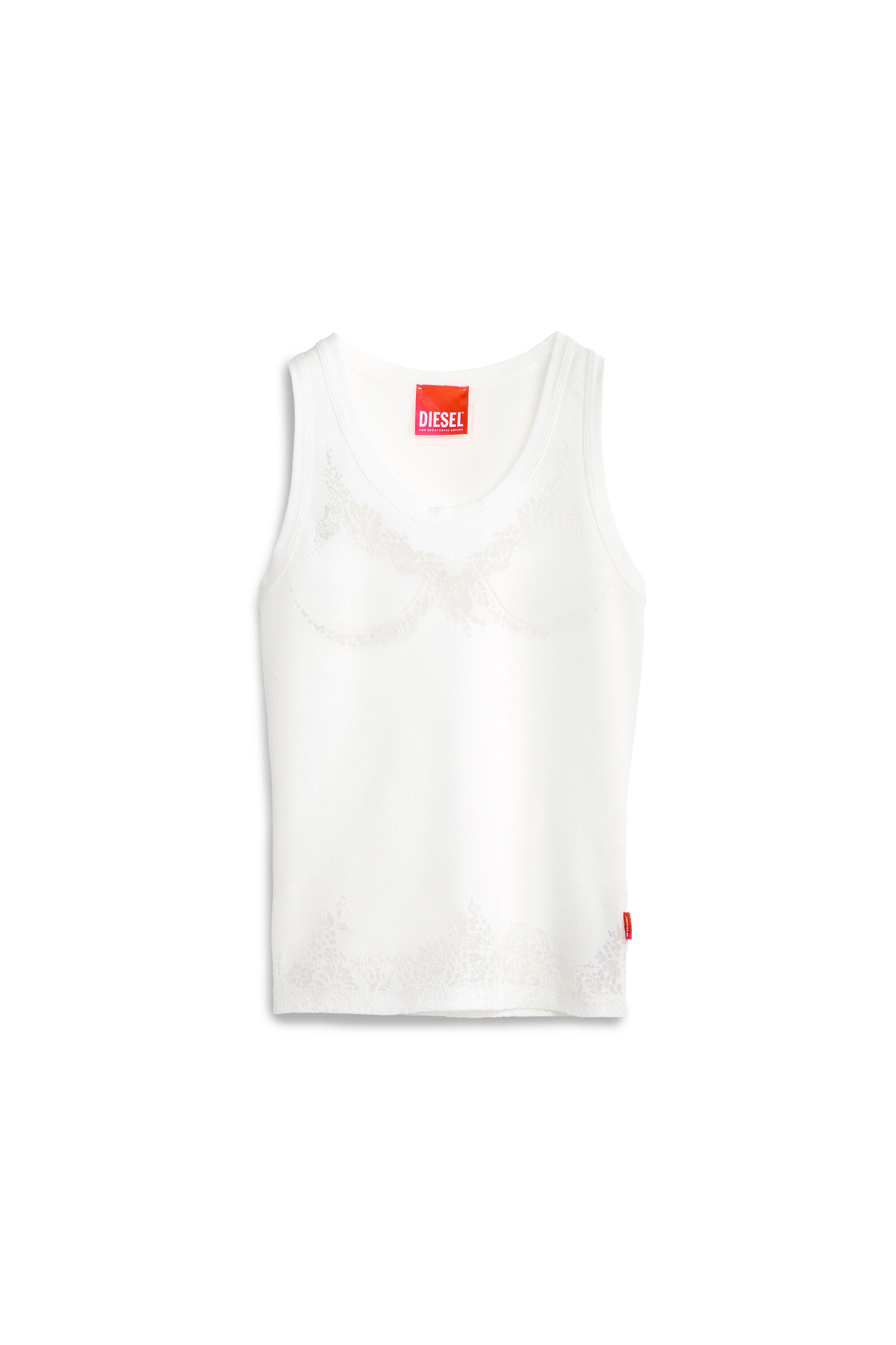 Diesel - PR-T-ANKI-LACE-R, Top de tirantes con efecto encaje devor&eacute; Mujer in Blanco - 2