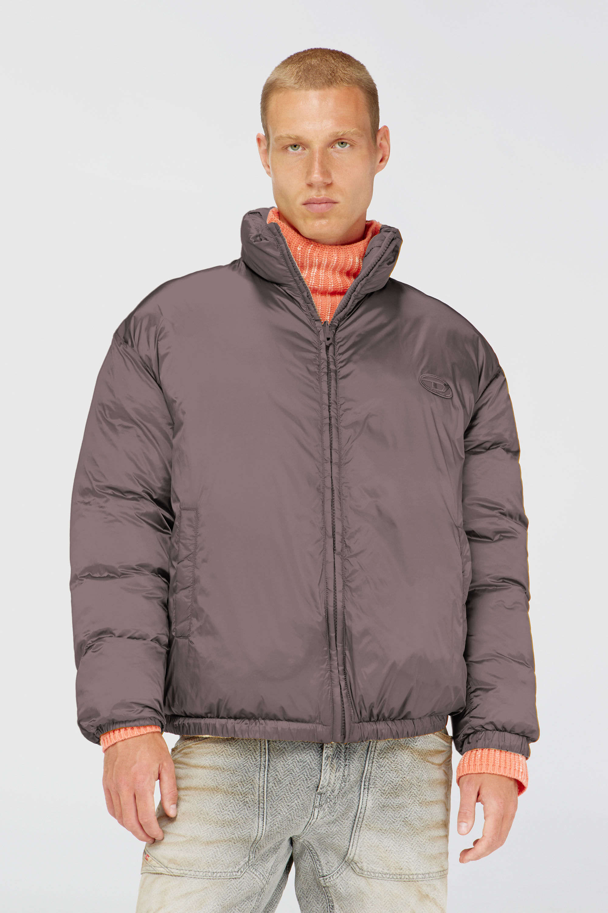 Diesel - W-BOURB-DLCK, Chaqueta puffer reversible con estampado argyle Hombre in Multicolor - 6