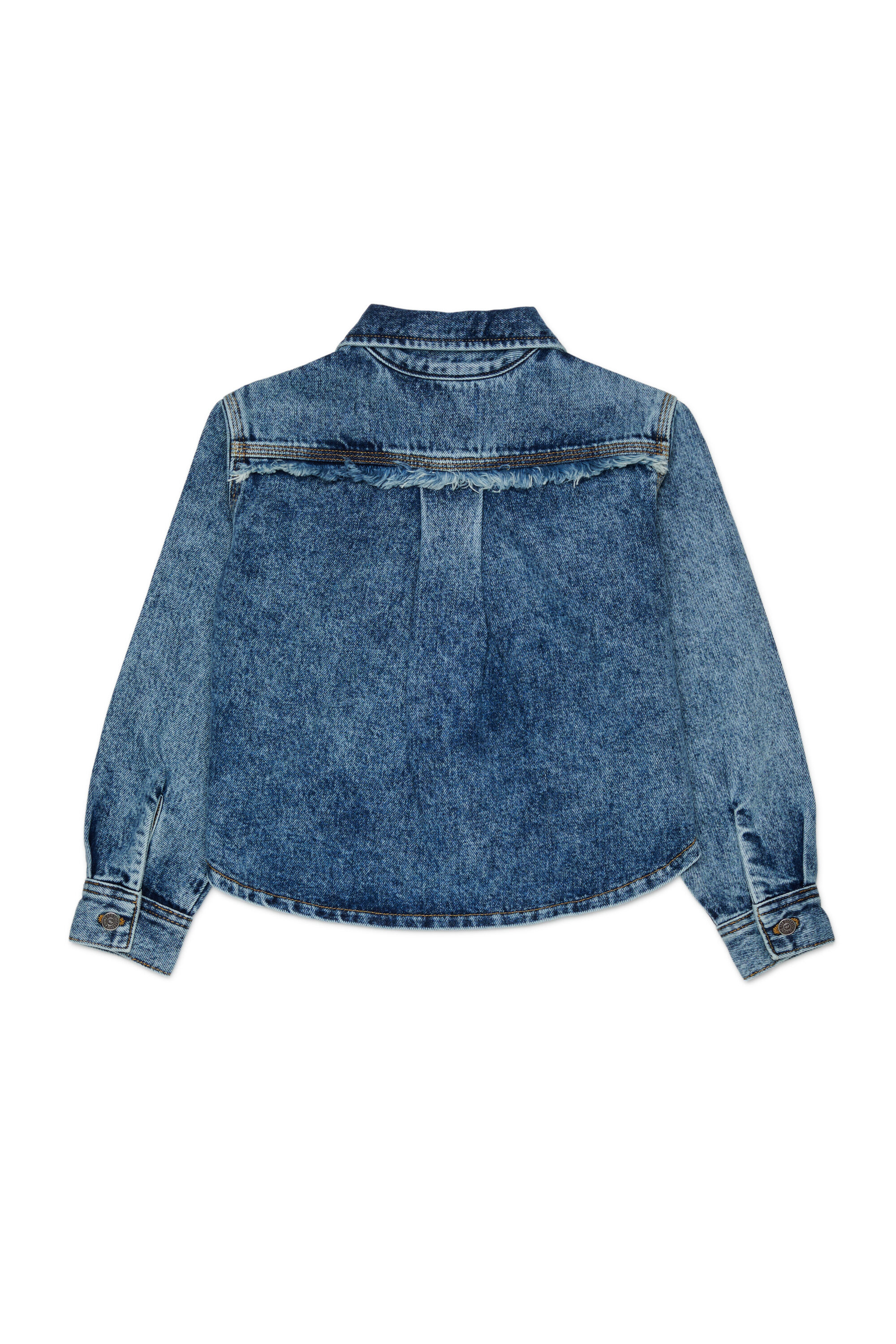 Diesel - CELKA, Camisa vaquera con cierre y detalle deshilachado Mujer in Azul marino - 2