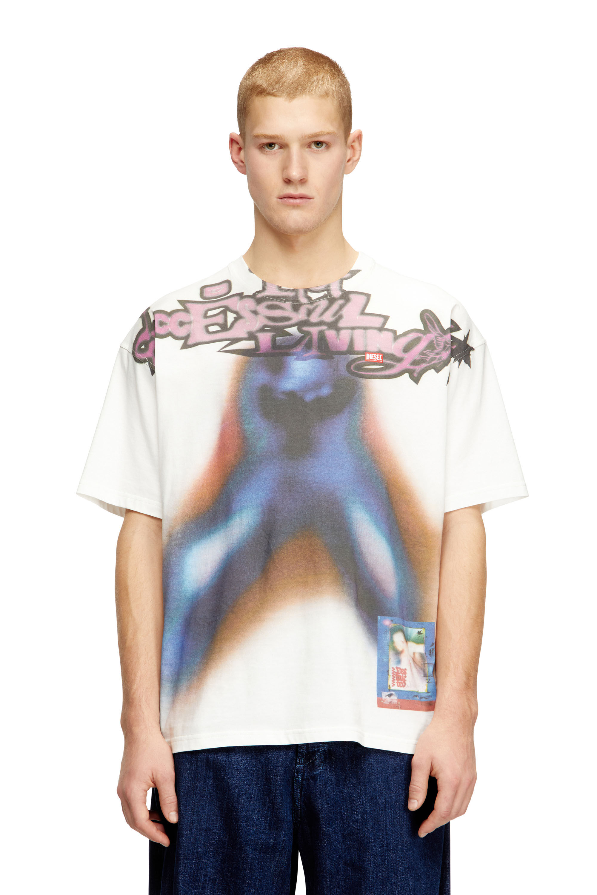 Diesel - T-BOXT-V13, Camiseta relajada de algodón con estampado digital Hombre in Multicolor - 3