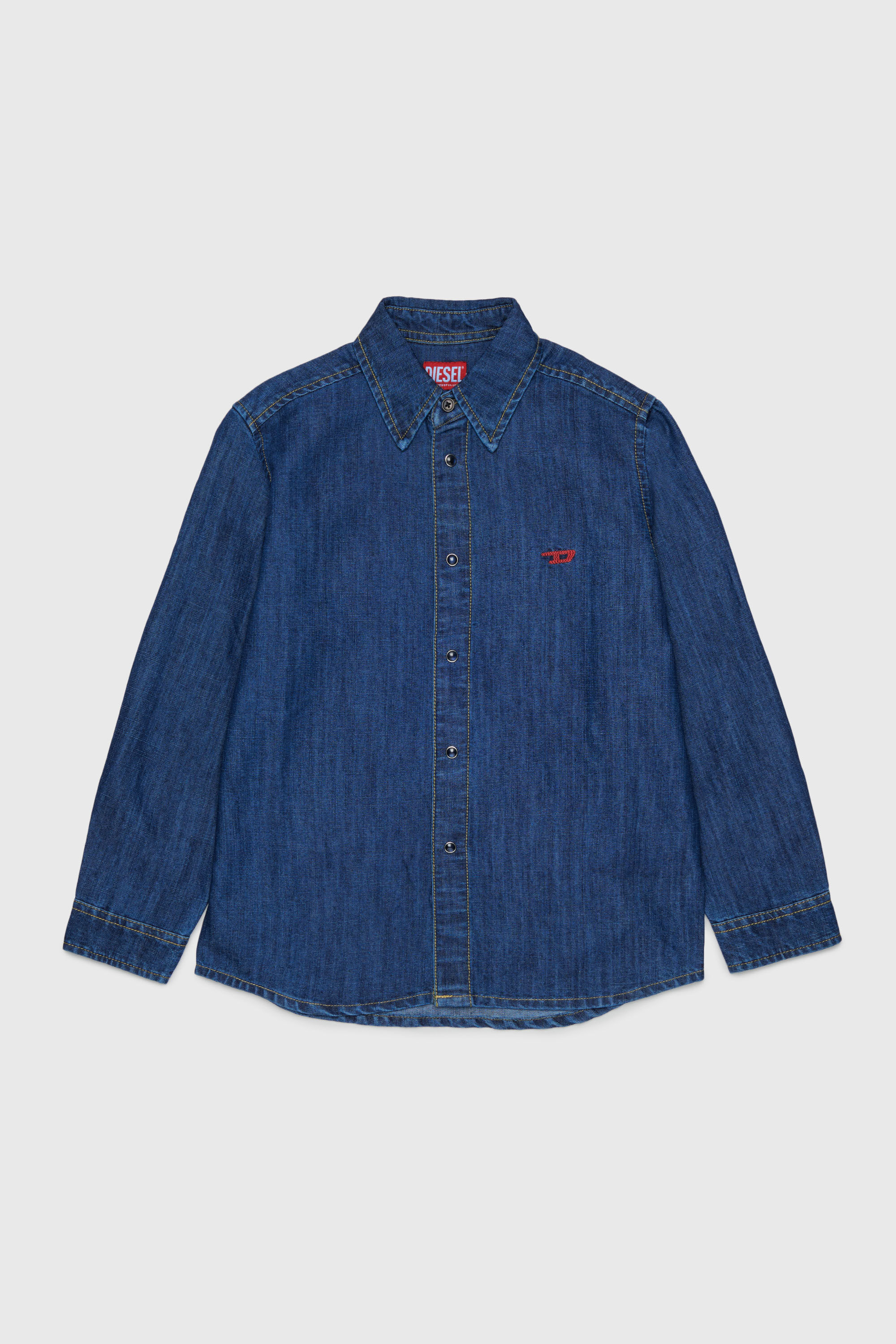 Diesel - CSIMPLY-OVER, Camisa vaquera con bordado de la D Hombre in Azul marino - 1
