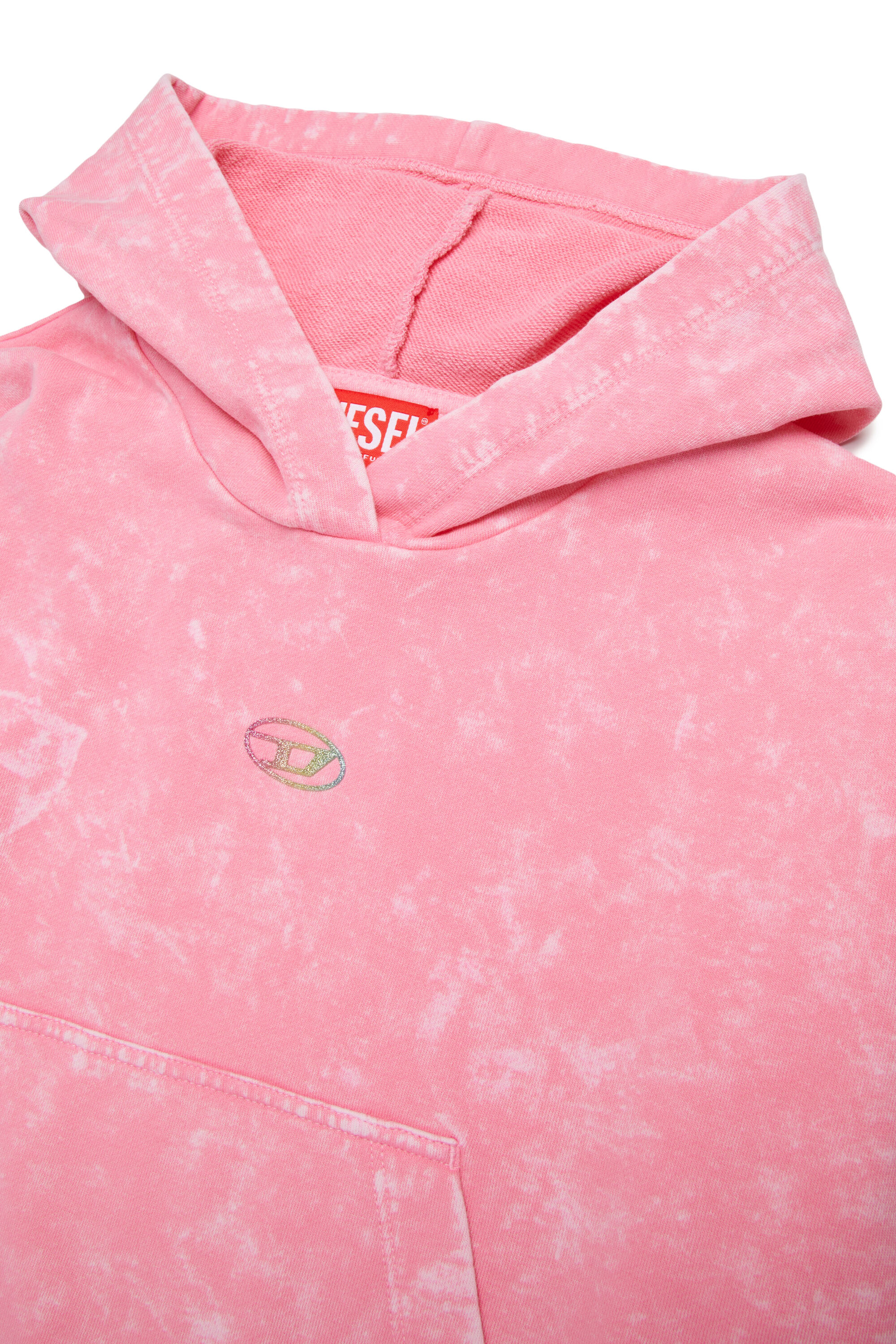 Diesel - SALIA, Sudadera con capucha de algod&oacute;n con efecto lavado oscuro Mujer in Rosa - 3