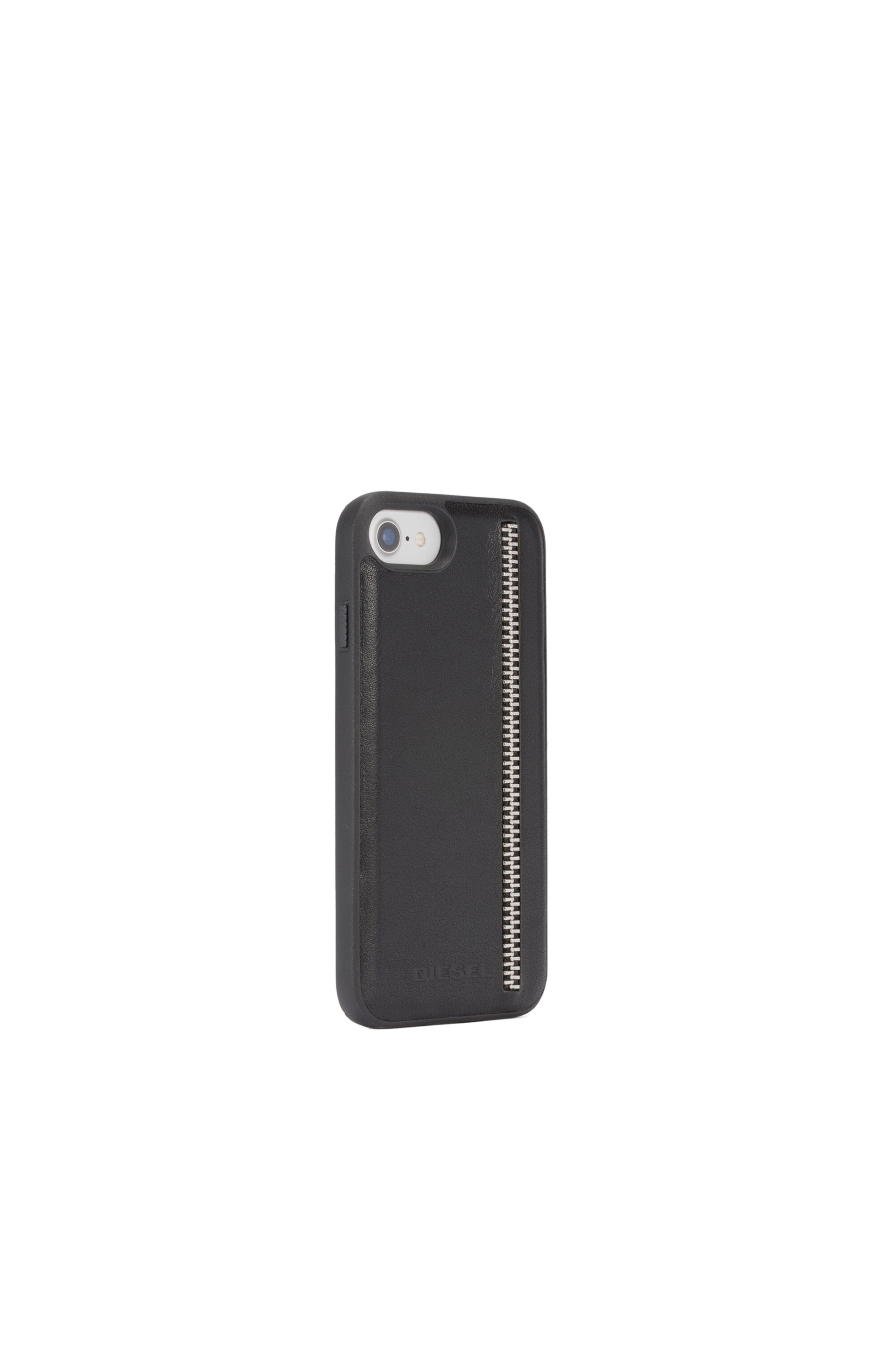 Diesel - ZIP BLACK LEATHER IPHONE 8/7/6s/6 CASE, Funda en piel negra con cremallera para iPhone 8/7/6s/6 Unisex in Negro - 4
