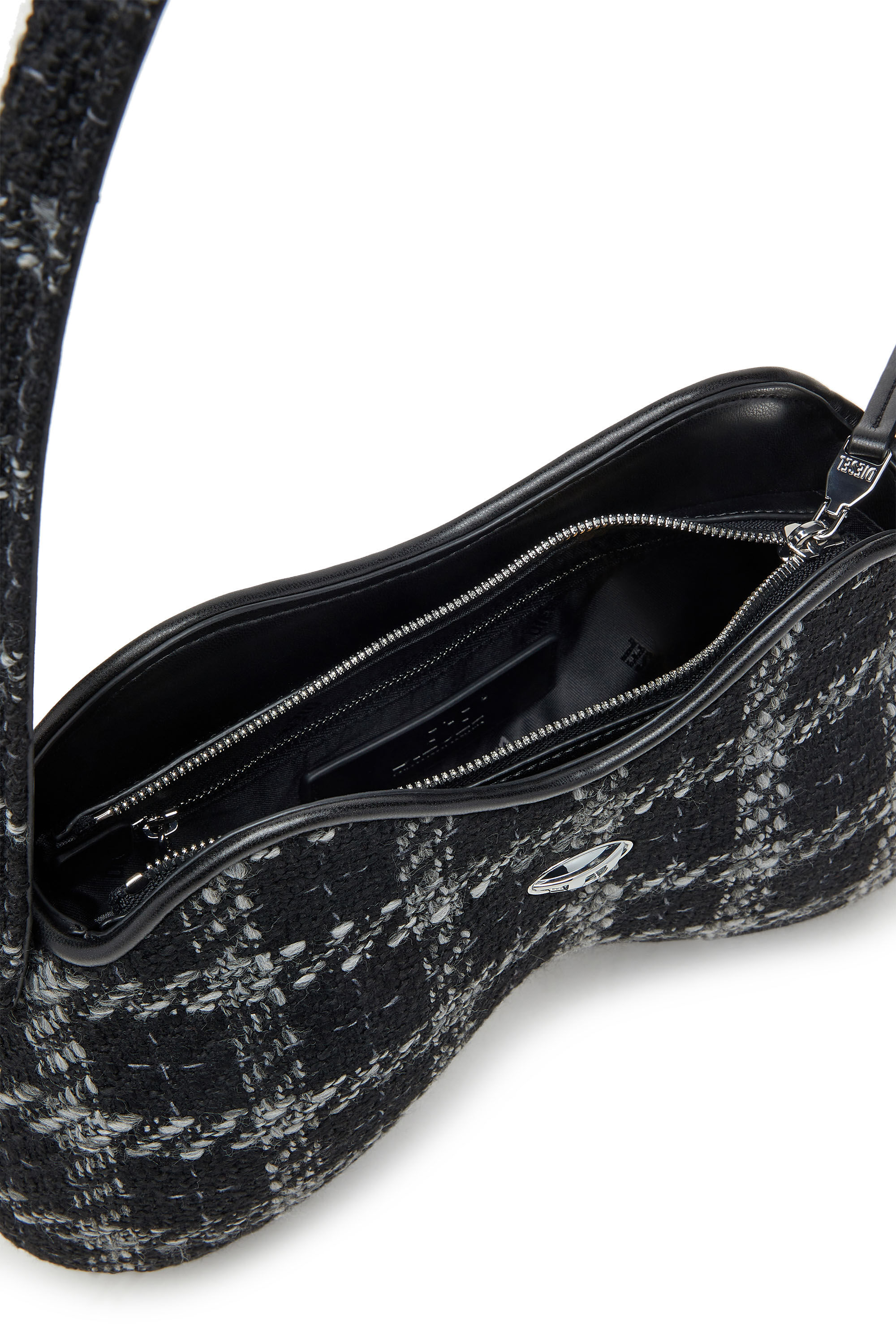 Diesel - DOUBLE-D SHOULDER, Bolso de hombro con motivo de pata de gallo Mujer in Negro - 5