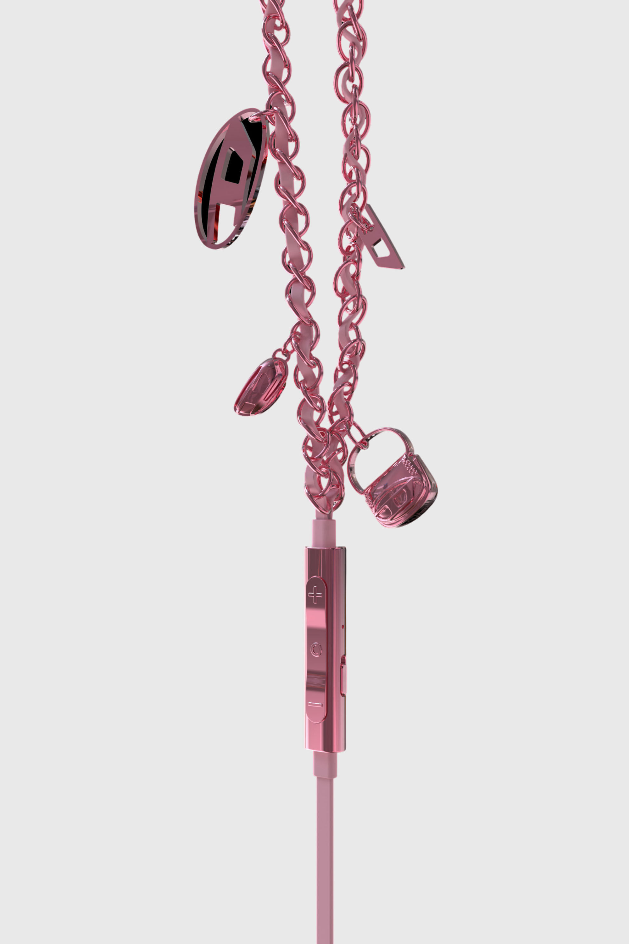 Diesel - 60688 WIRED EARBUDS WIRED EARBUDS, Auriculares rosa con cable y charms Unisex in Rosa - 2
