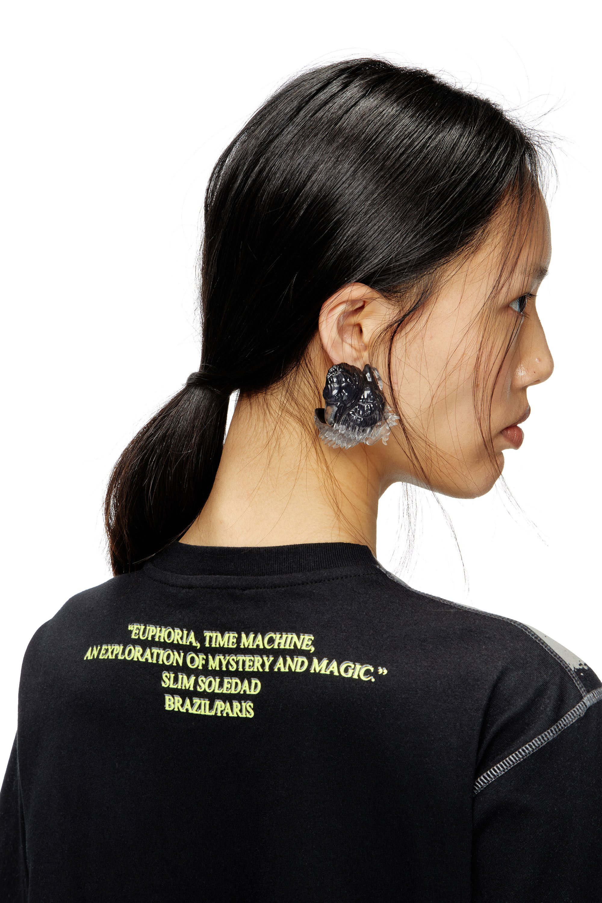 Diesel - T-NORMAC-1, Camiseta de cuello redondo con estampado de letras de canciones Mujer in Negro - 5