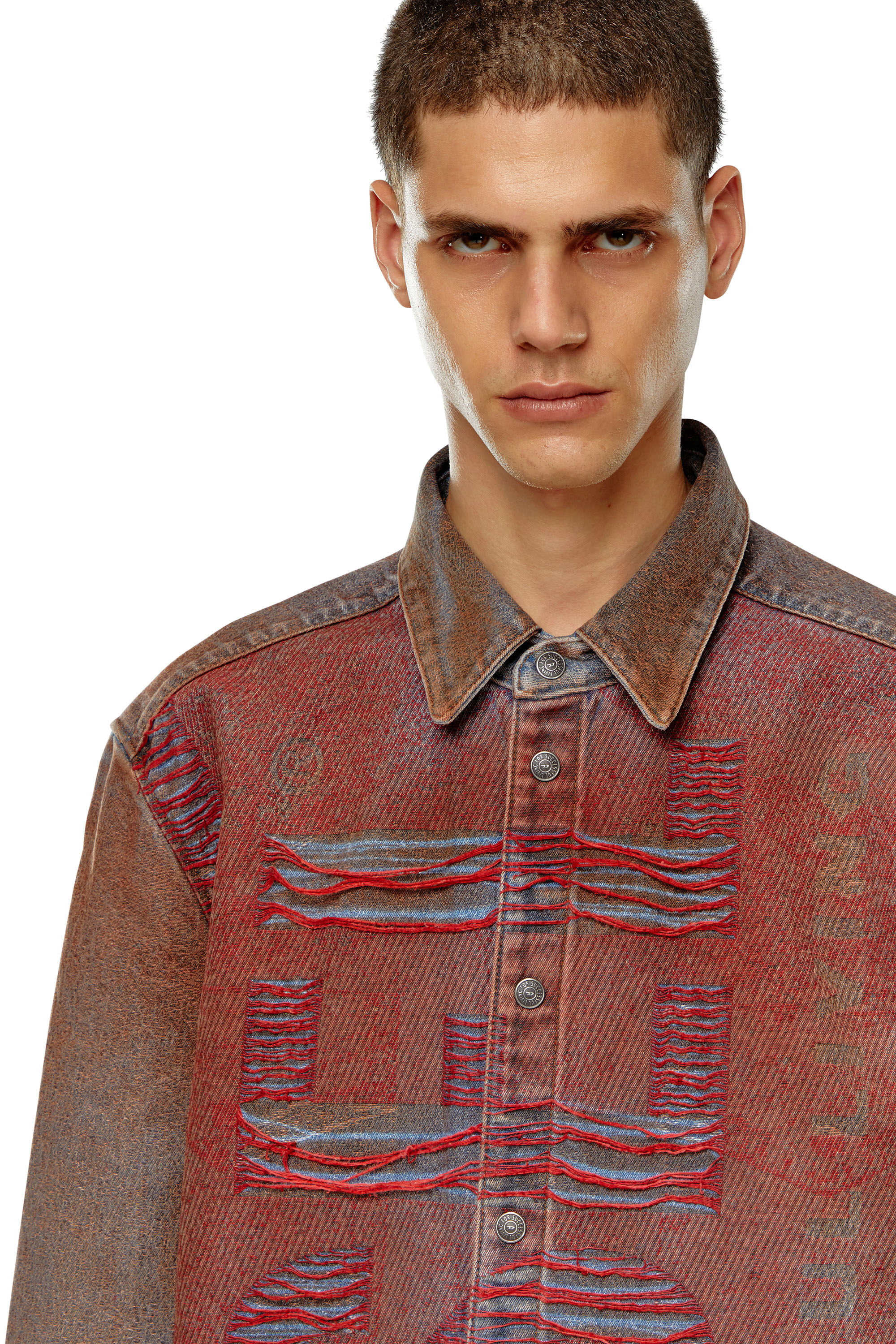 Diesel - D-SIMPLY-OVER-S, Camisa de denim con logotipo en jacquard Hombre in Multicolor - 5
