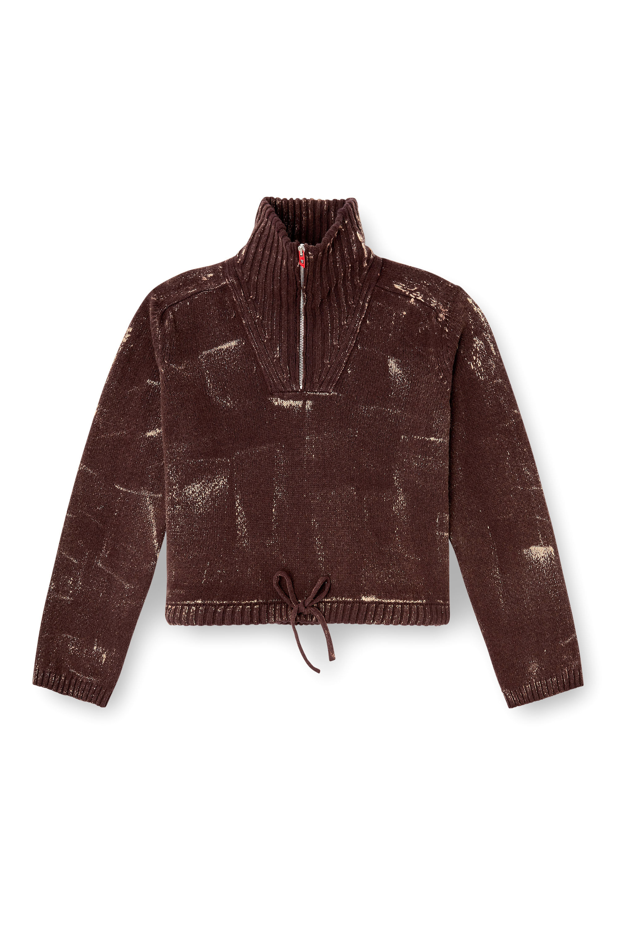 Diesel - M-MARCELLETTE, Jersey de media cremallera con efecto desgastado Mujer in Marrón - 2