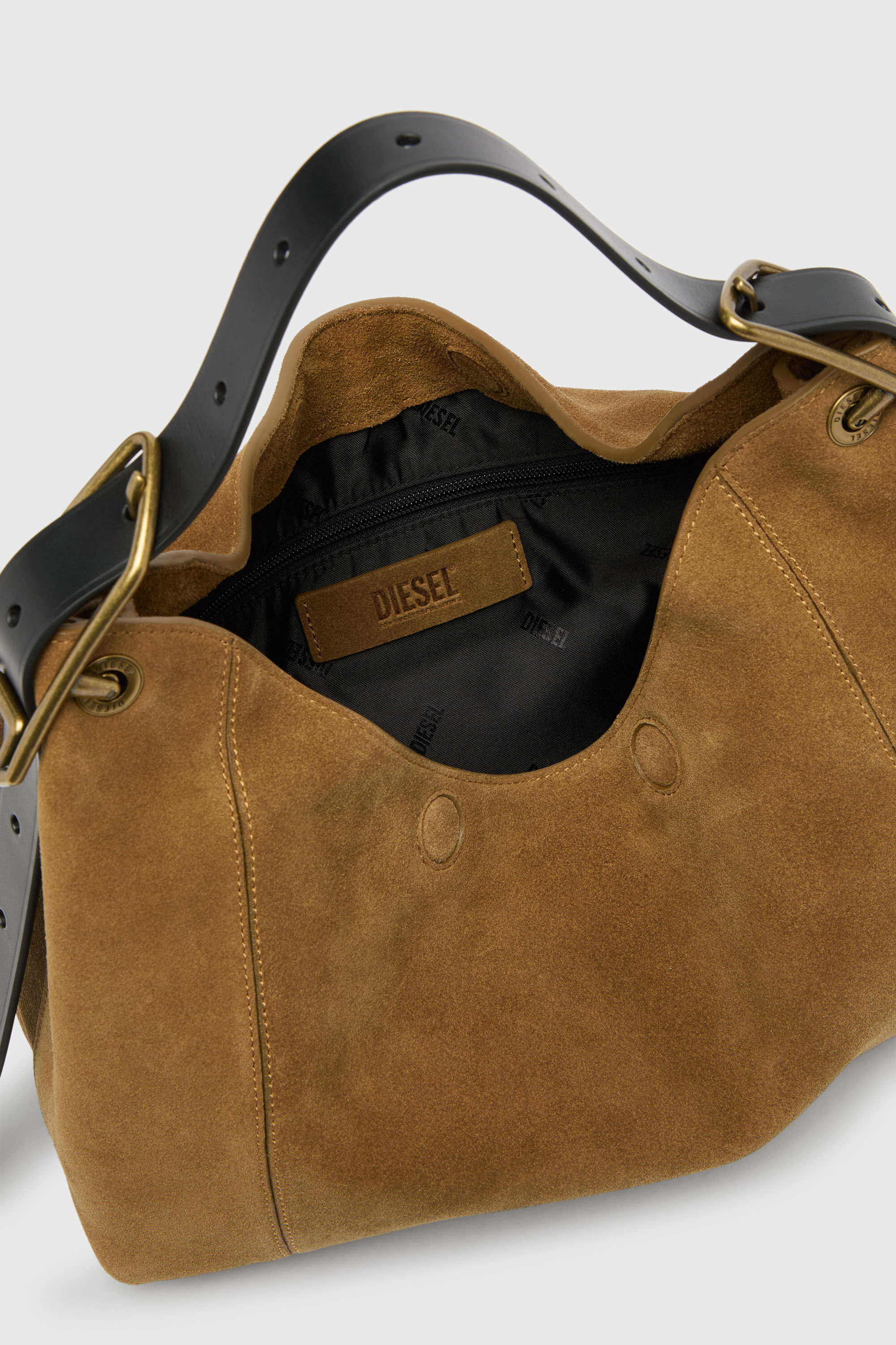 Diesel - D-LINE HOBO S, D-Line Bolso de hombro en ante encerado Mujer in Marr&oacute;n - 3