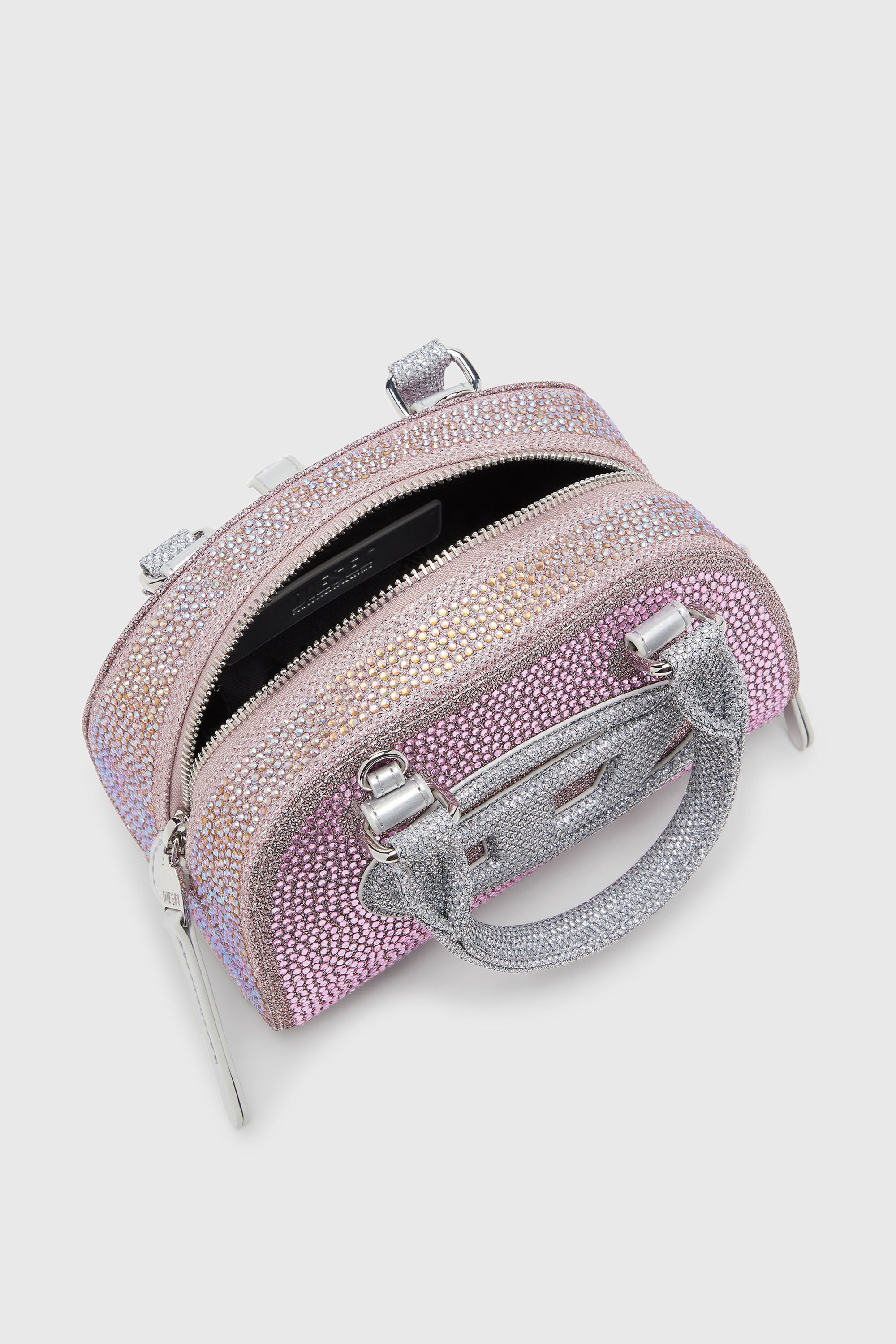 Diesel - 1DR DOME CROSSBODY, 1DR Dome - Peque&ntilde;o bolso bandolera en crystal Lurex Mujer in Rosa - 5
