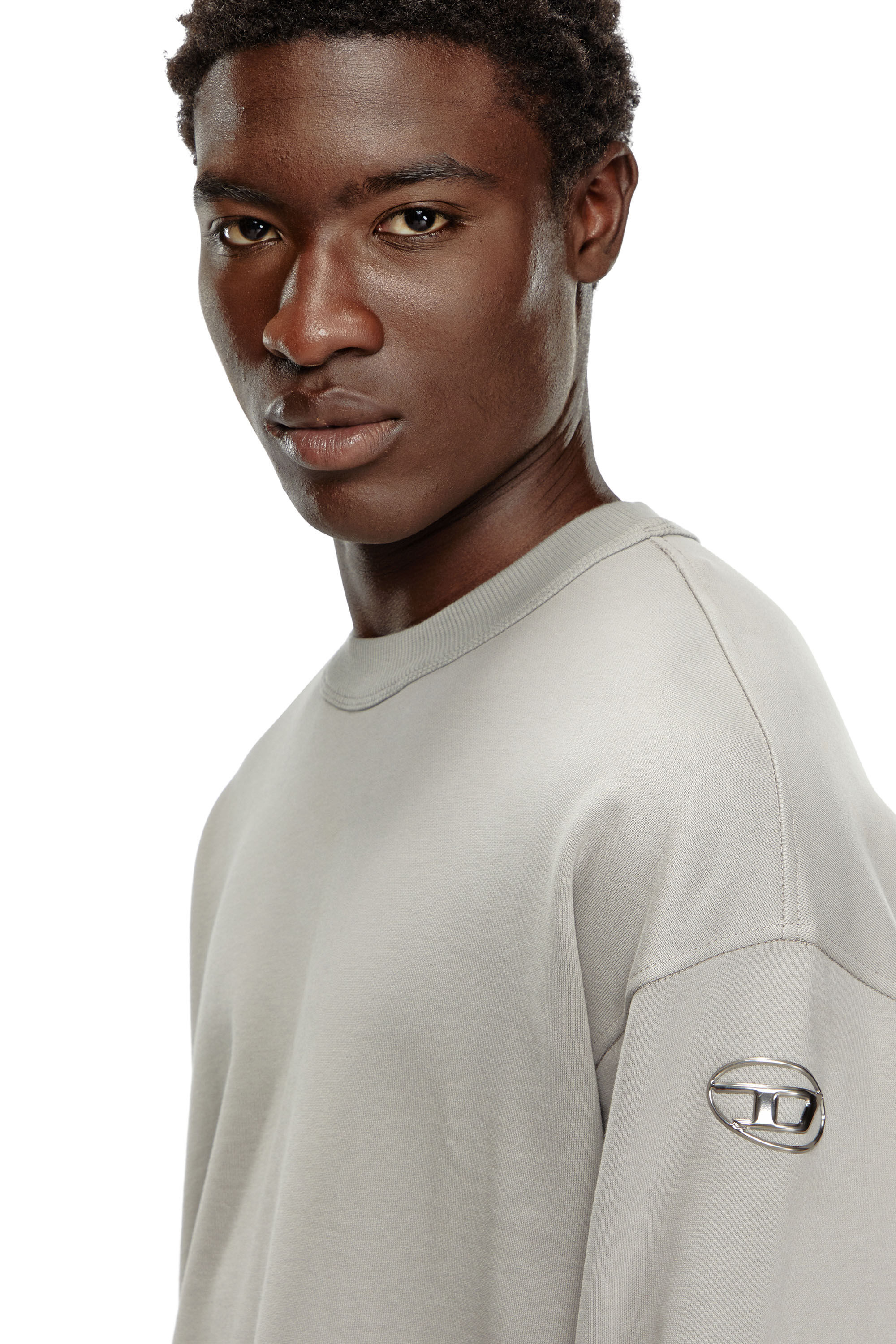 Sudadera extragrande con logotipo metalico Hombre Gris Diesel