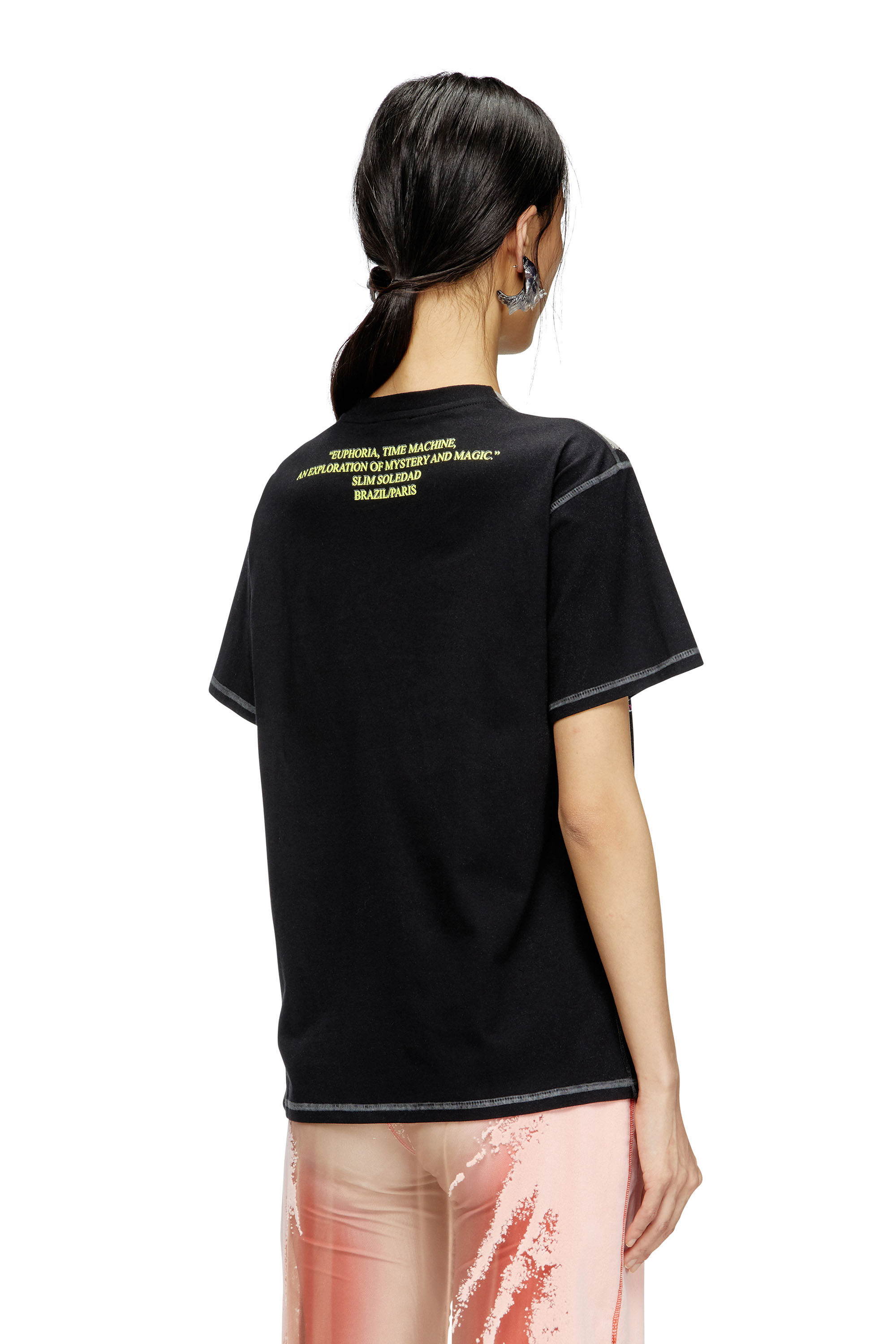 Diesel - T-NORMAC-1, Camiseta de cuello redondo con estampado de letras de canciones Mujer in Negro - 4