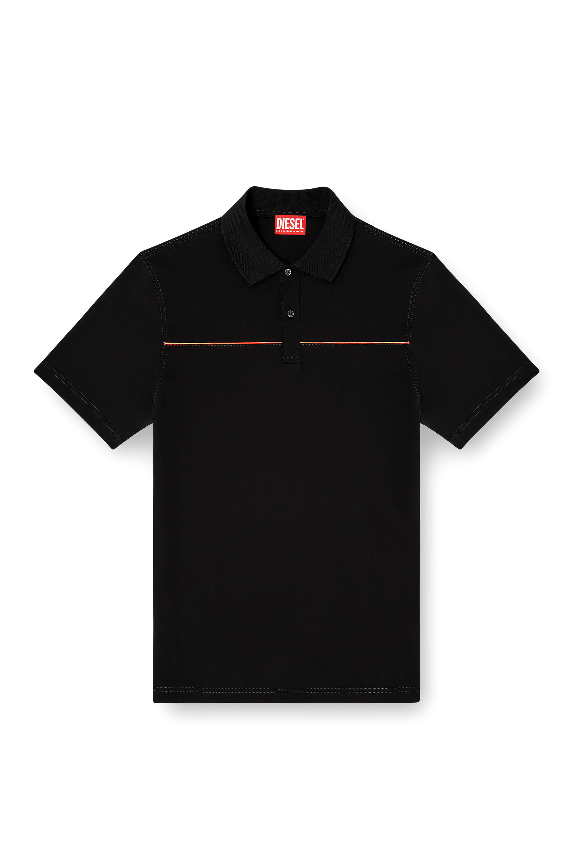 Diesel - T-REJUST-PIPING, Polo con ribetes en contraste Hombre in Negro - 2