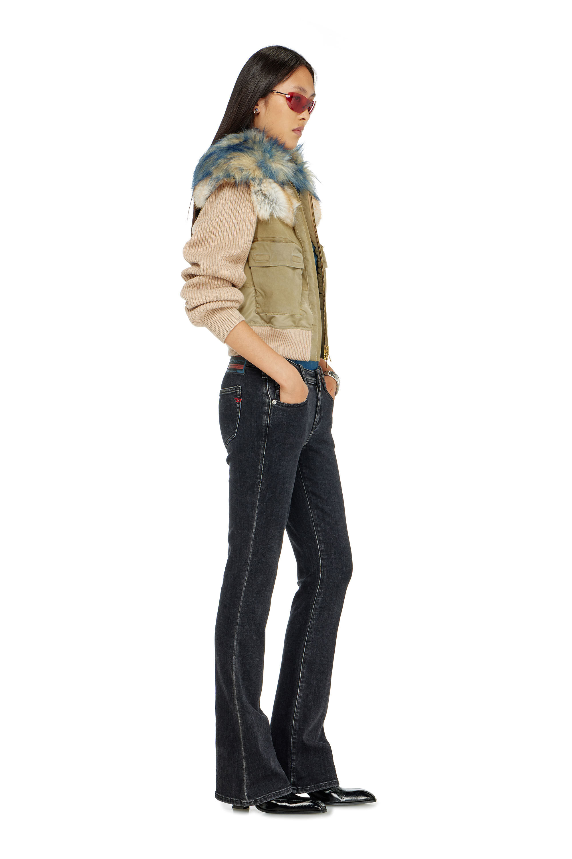 Diesel - Bootcut Jeans 1969 D-Ebbey 09P75 Mujer, Negro/Gris oscuro - 2