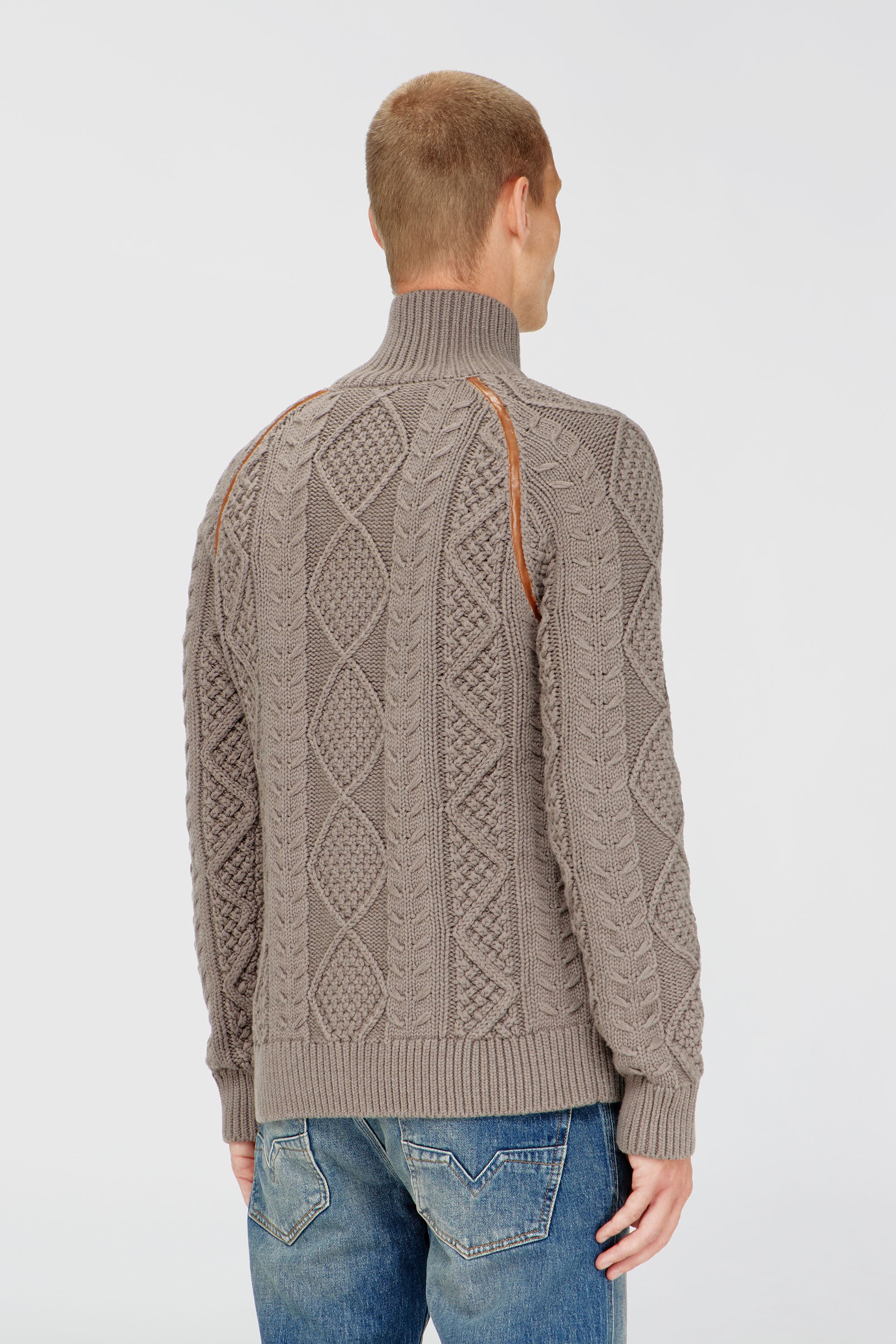 Diesel - K-INOKI, C&aacute;rdigan de punto trenzado con cremallera Hombre in Gris - 4