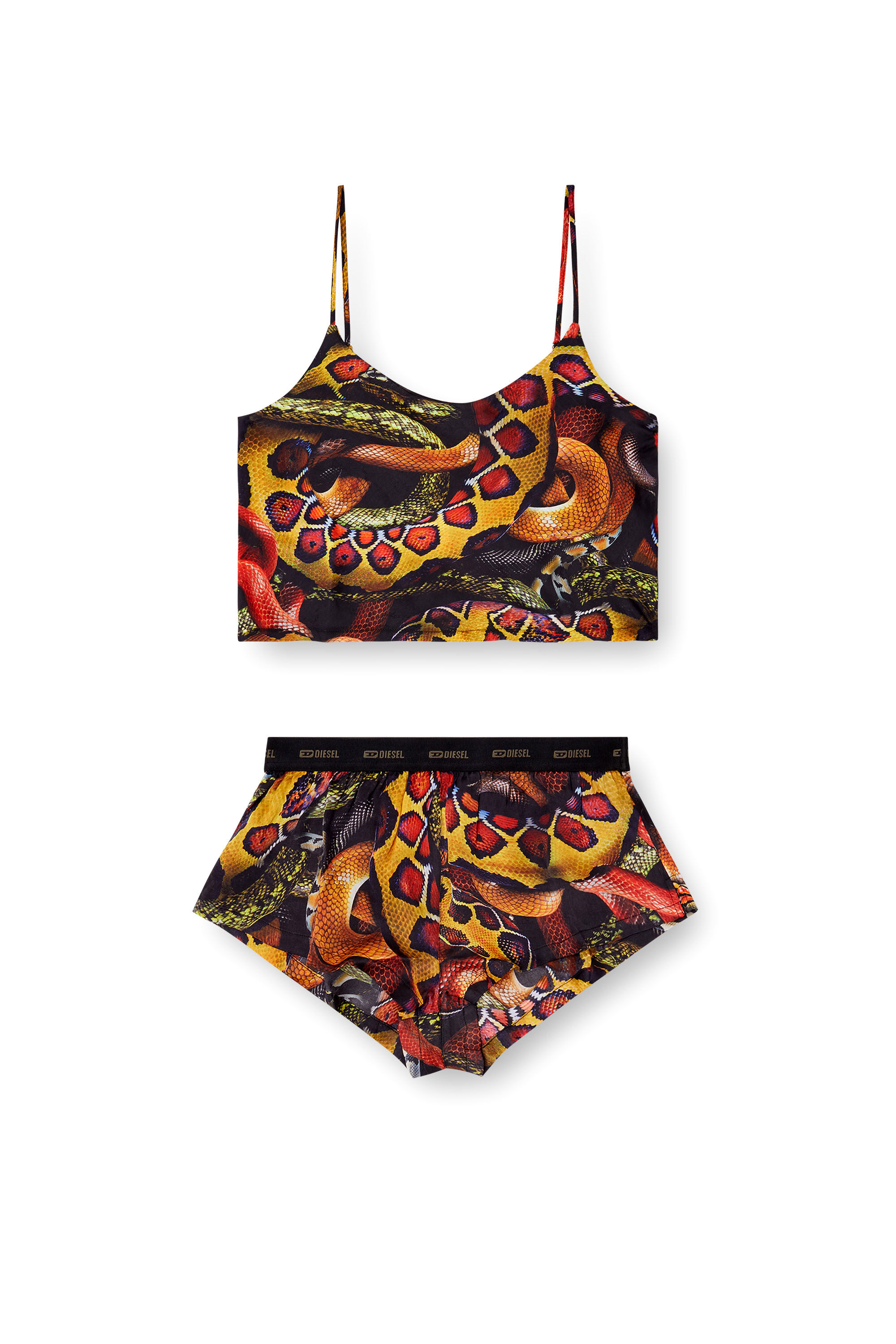 Diesel - SET-IVONE-SNAKE, Conjunto de pijama de satén con estampado de serpiente Mujer in Multicolor - 2