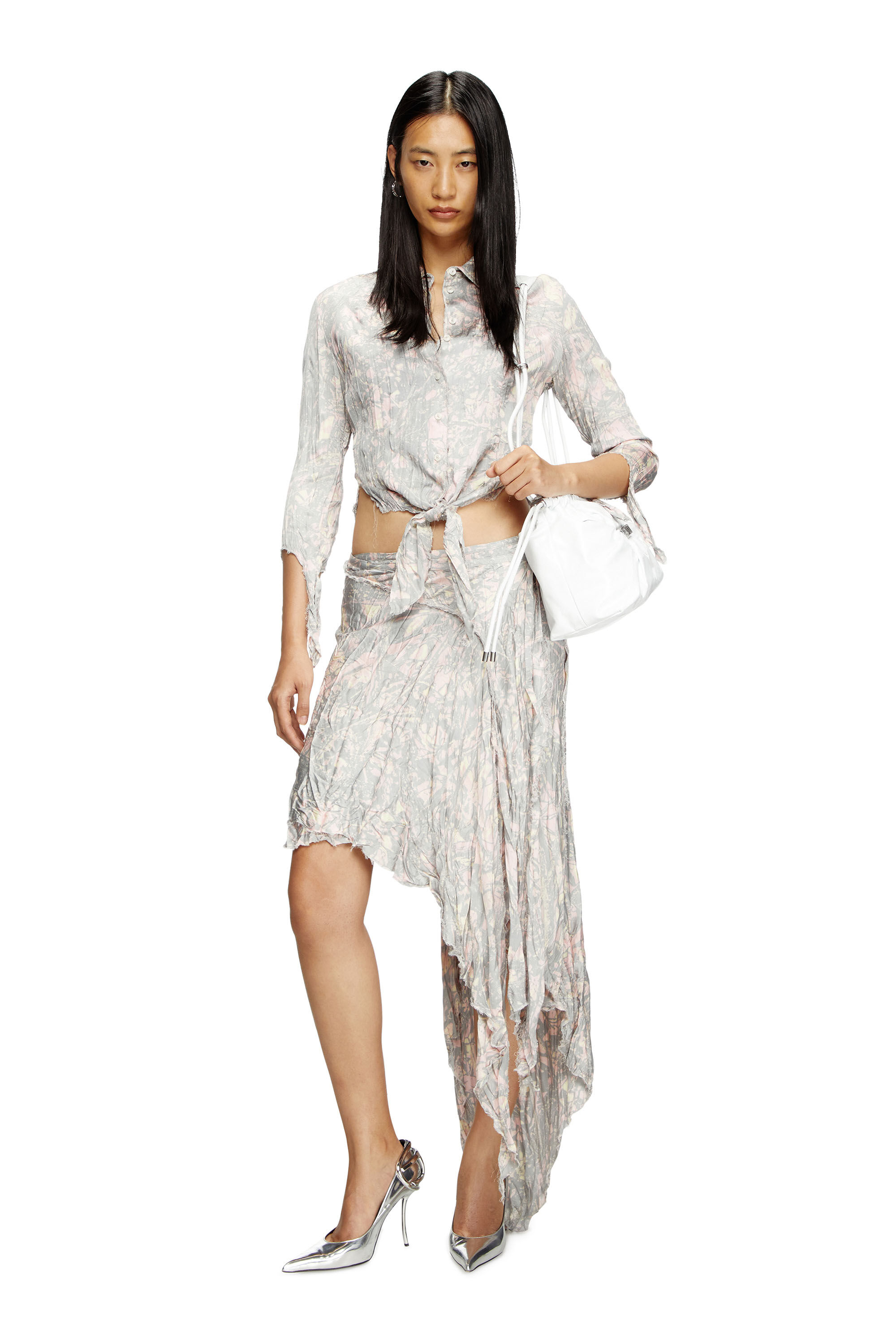 Diesel - O-PHELIA, Falda fruncida asimétrica Mujer in Multicolor - 1