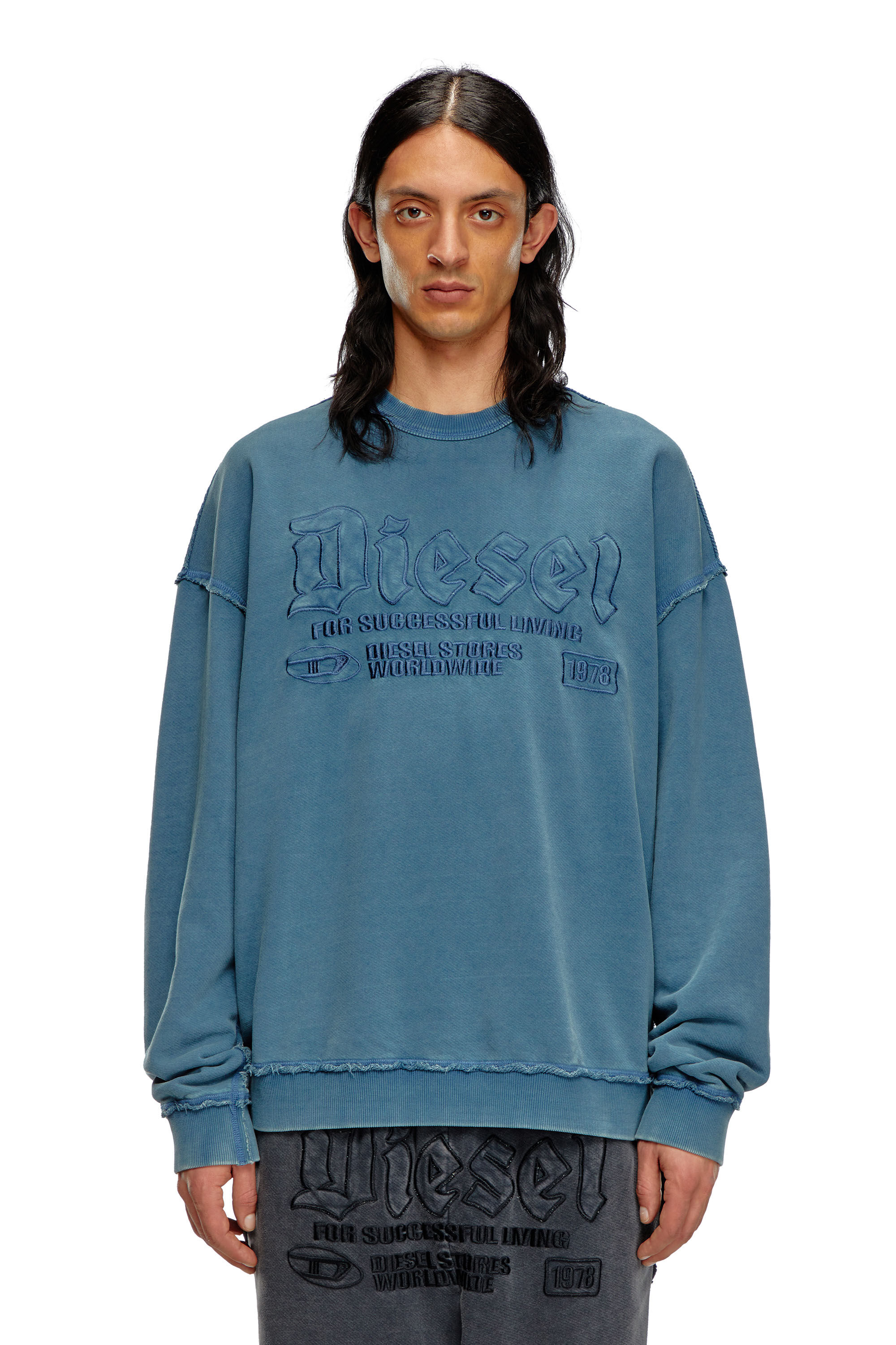 Sudadera con logotipo bordado Hombre Azul marino Diesel