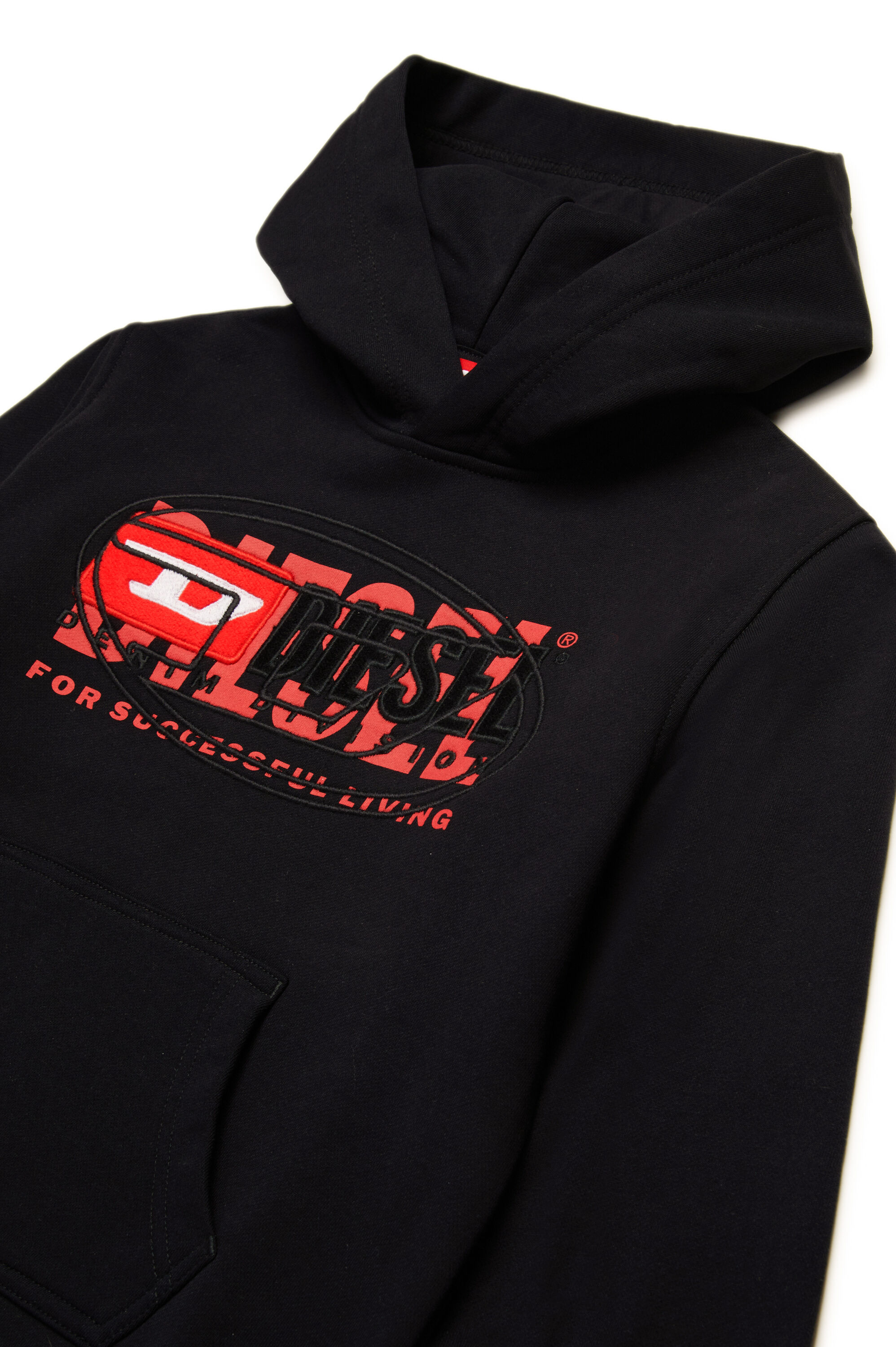 Diesel - SBAXTHOOD OVER, Sudadera con capucha con logotipos superpuestos Hombre in Negro - 3