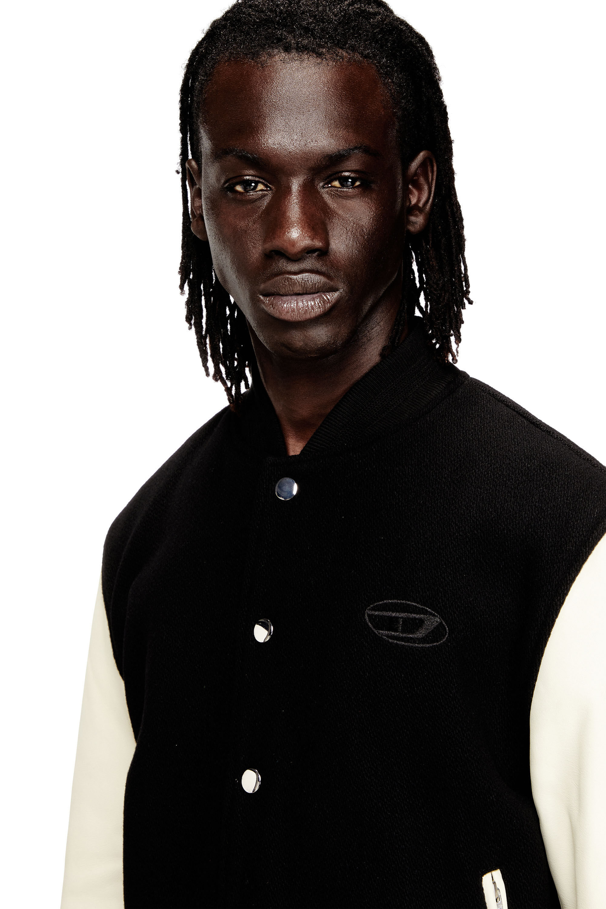 Diesel - L-ARRY-WRD, Chaqueta bomber en mezcla de lana y cuero Hombre in ToBeDefined - 5