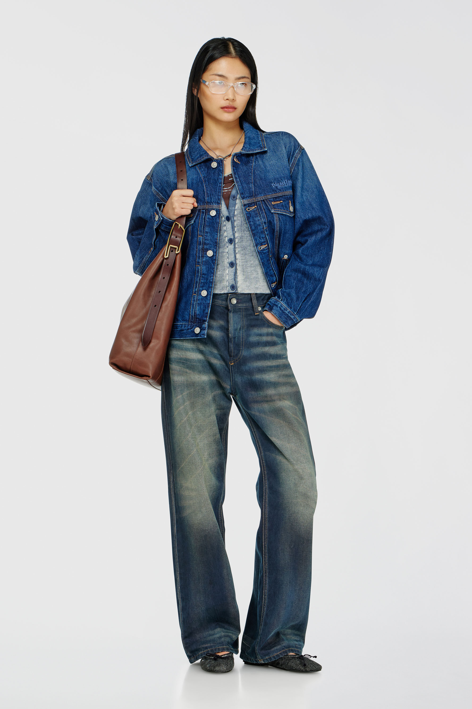 Diesel - D-DENVER, Chaqueta trucker de denim Unisex in Azul marino - 2