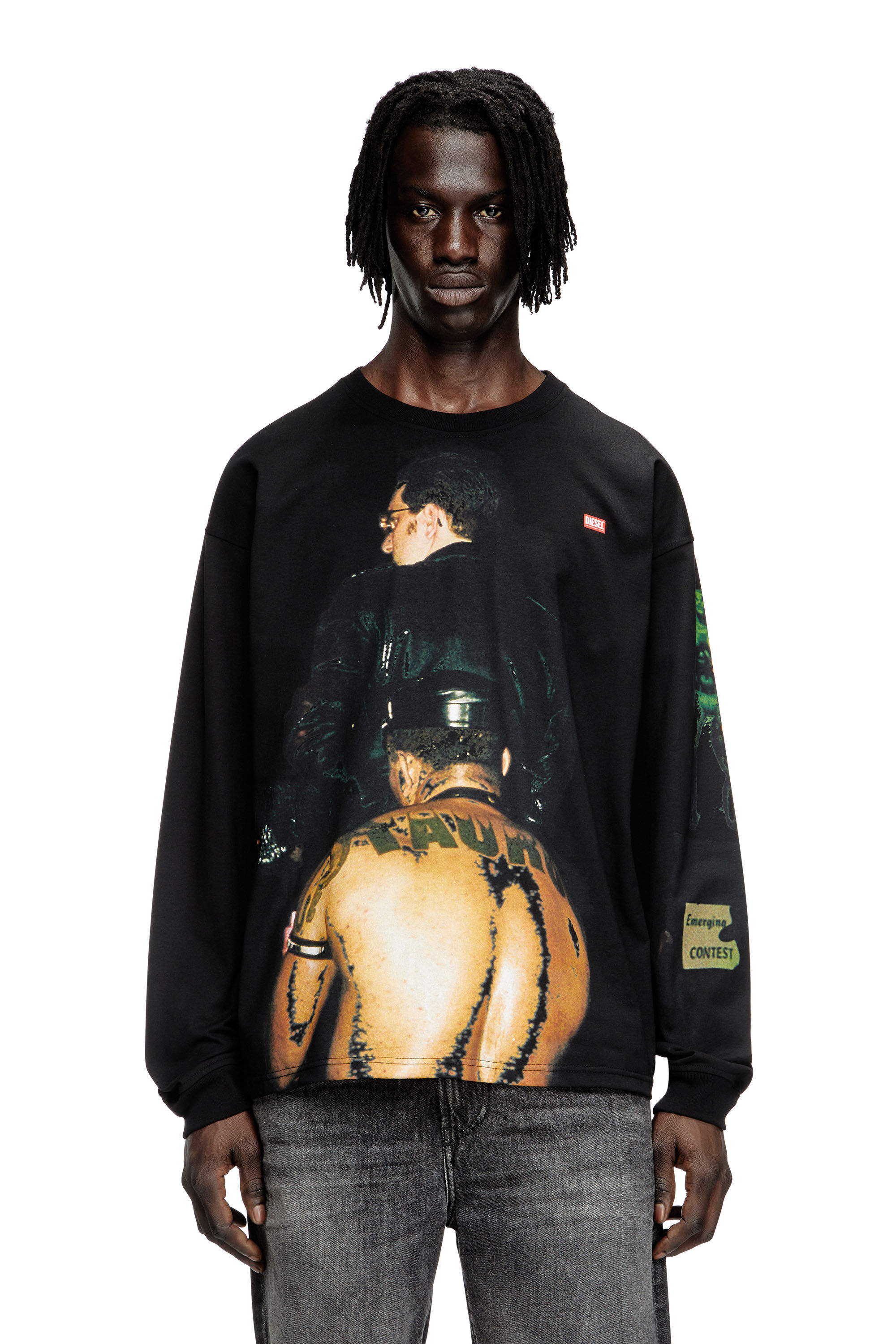 Diesel - PR-T-BOXT-LS-TOM25-1, Camiseta de manga larga con estampado gráfico Unisex in Negro - 3