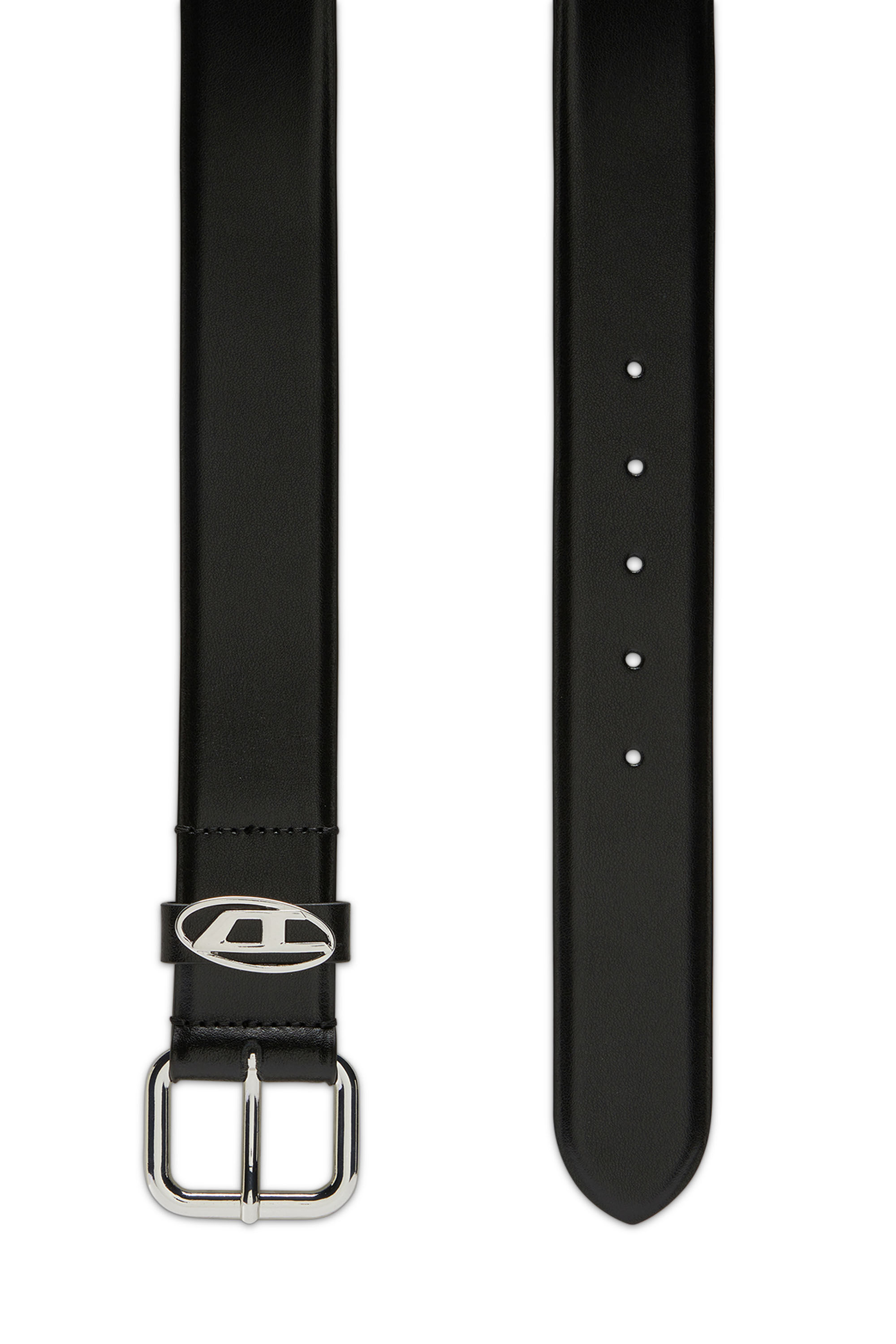 Diesel - B-1DR OVAL D LOOP, Unisex Cinturón de cuero adornado con una placa con el logotipo in Negro - Image 2