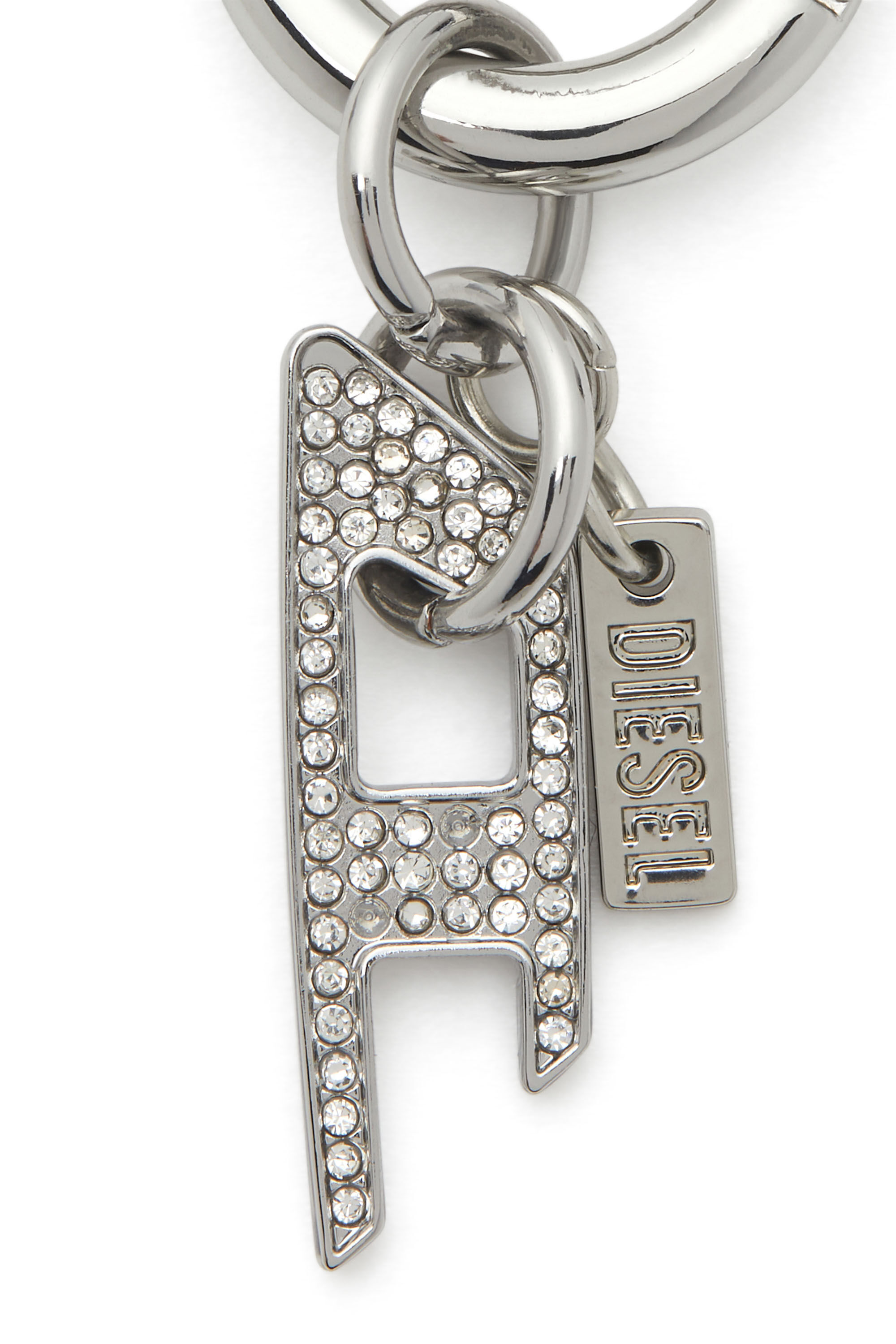 Diesel - CHARM-D, Charm metálico con colgante D de strass Unisex in Plateado - 2
