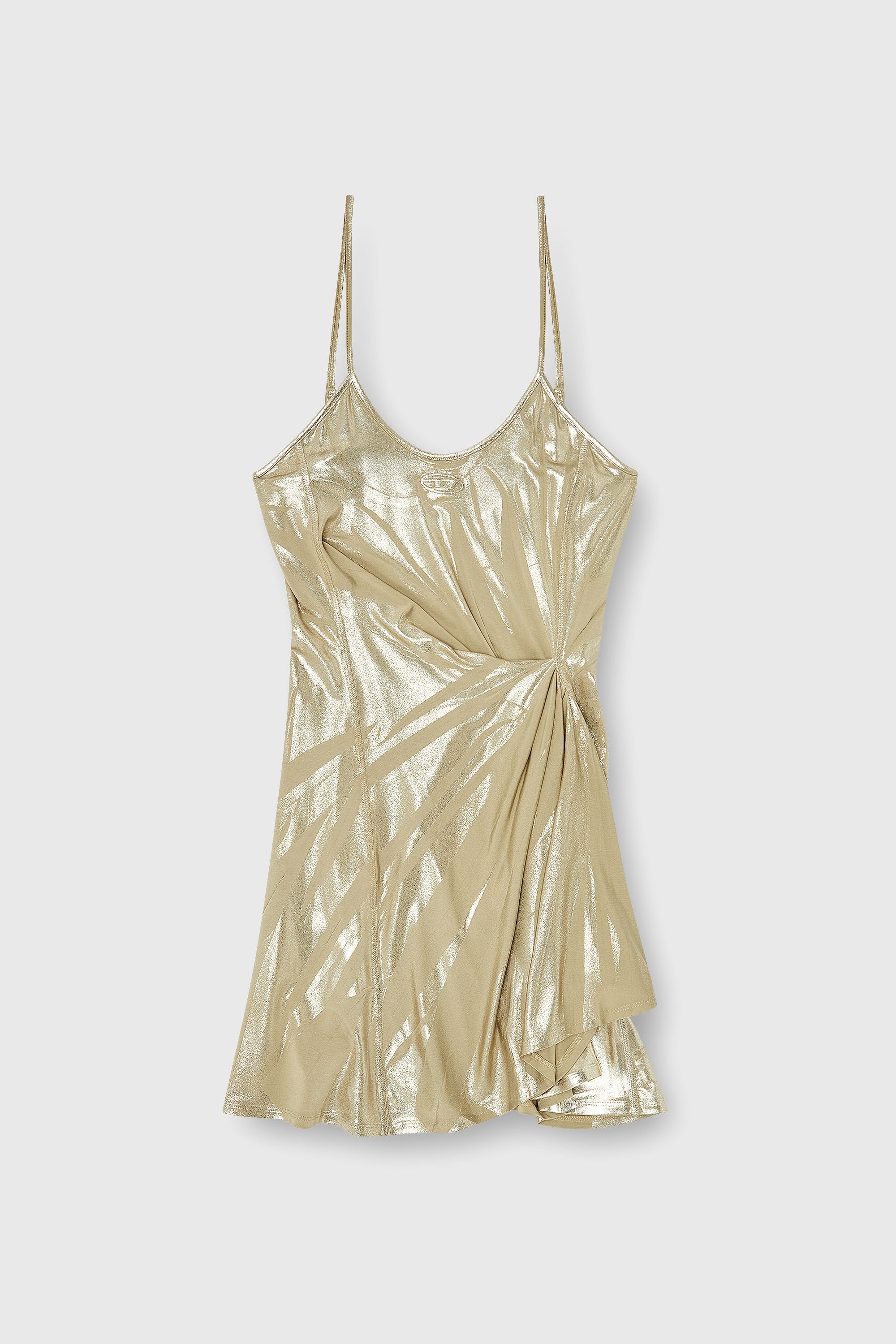 Diesel - D-INVY, Vestido mini de stretch jersey con acabado met&aacute;lico Mujer in Dorado - 2