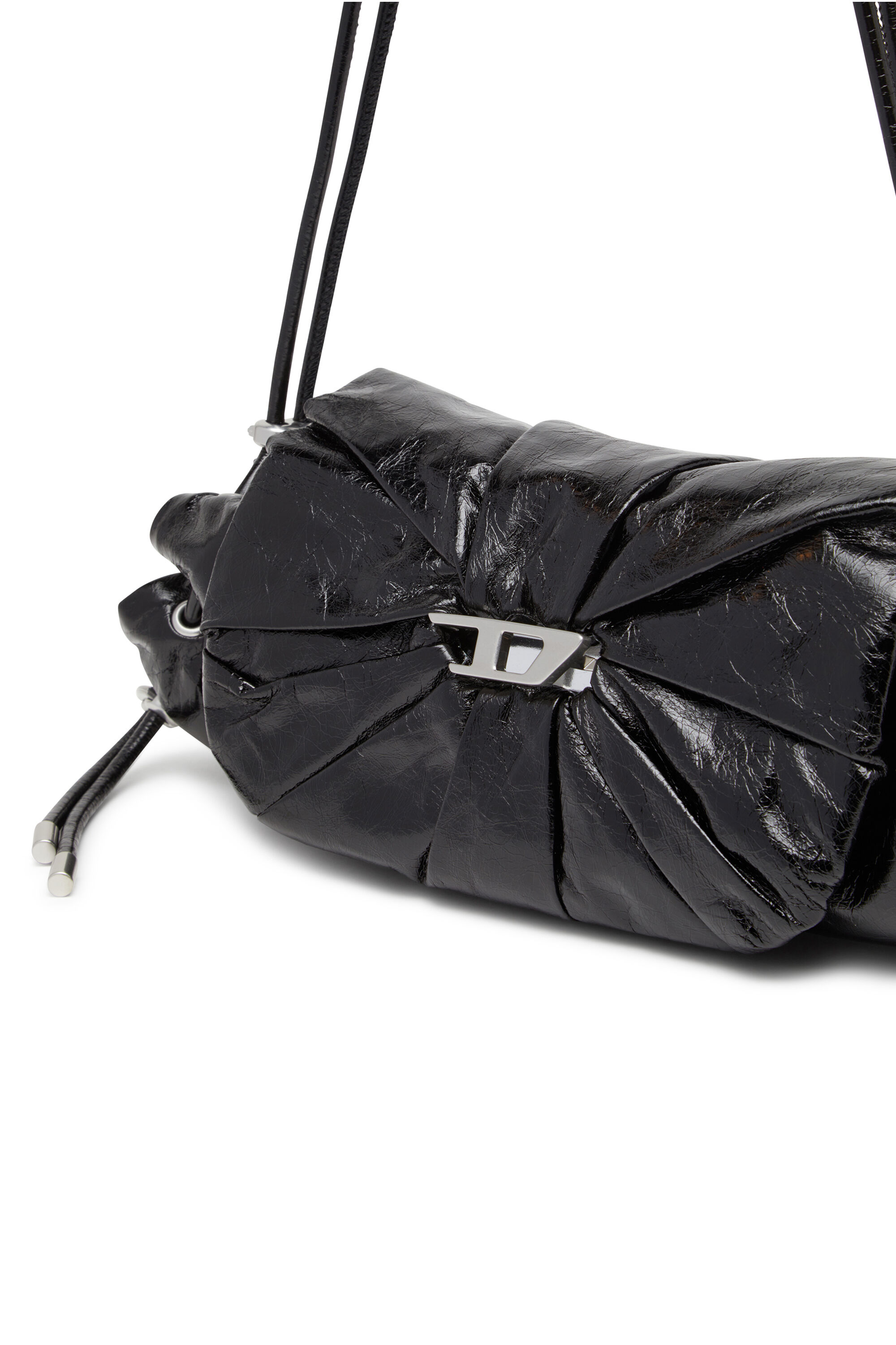 Diesel - SCRUNCH-D SHOULDER S, Scrunch-D S-Bolso de hombro de cuero arrugado Mujer in Negro - 2
