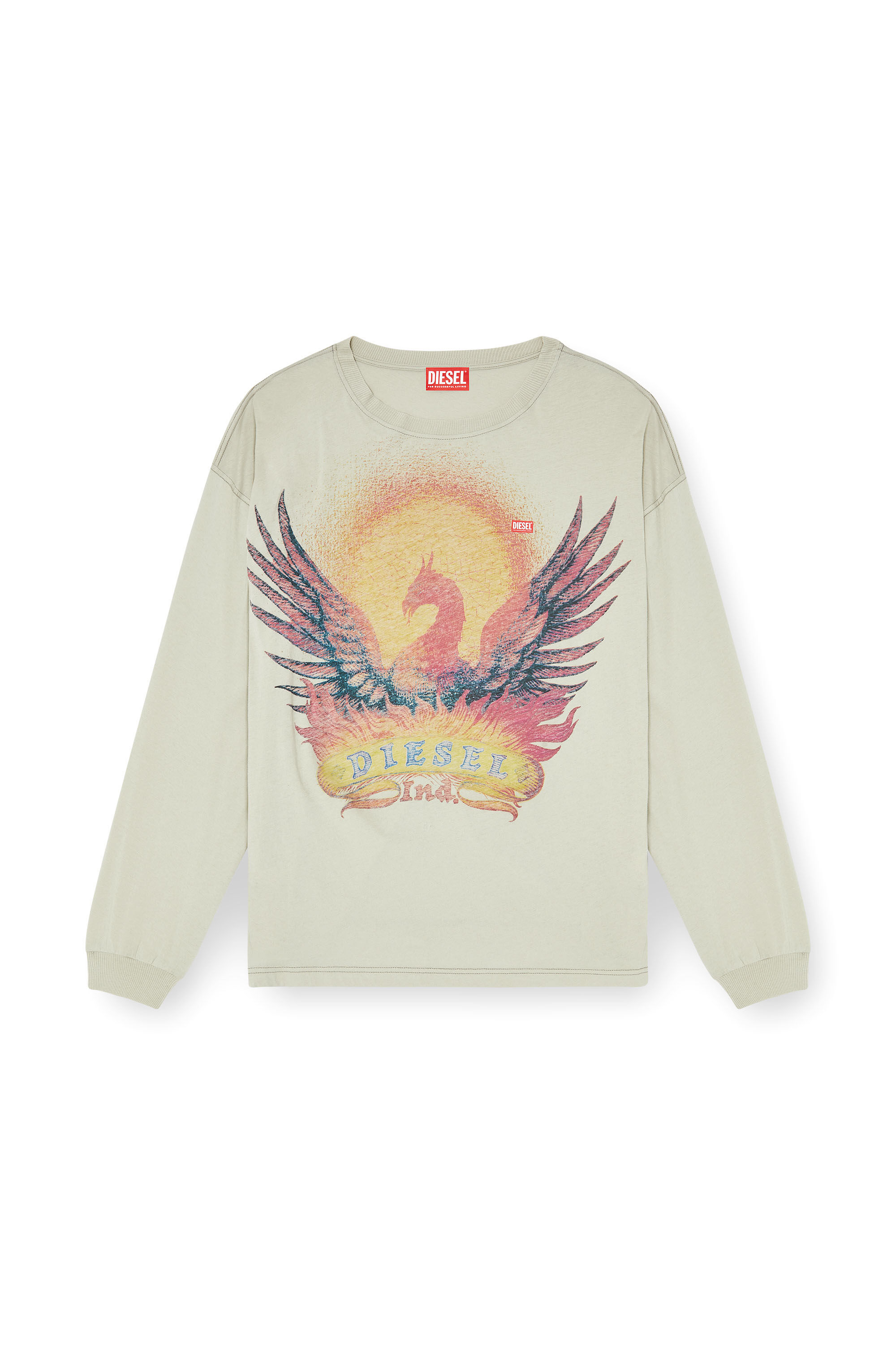 Diesel - T-BOXT-LS-AA1, Camiseta de manga larga con gr&aacute;fico de Phoenix Hombre in Beige - 2
