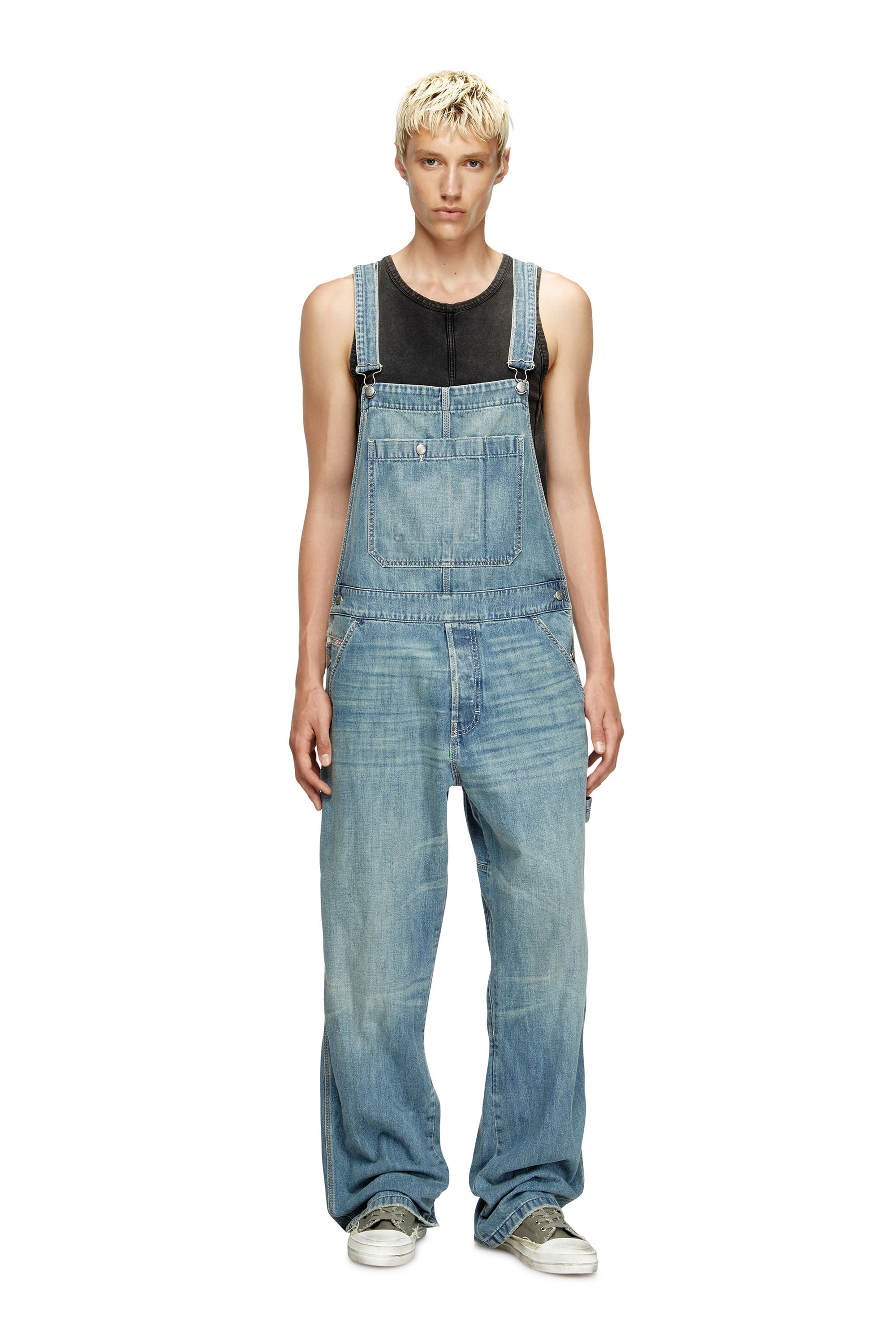 Diesel - D-FRAMU-U, Overol de denim de estilo utility Unisex in Azul marino - 3