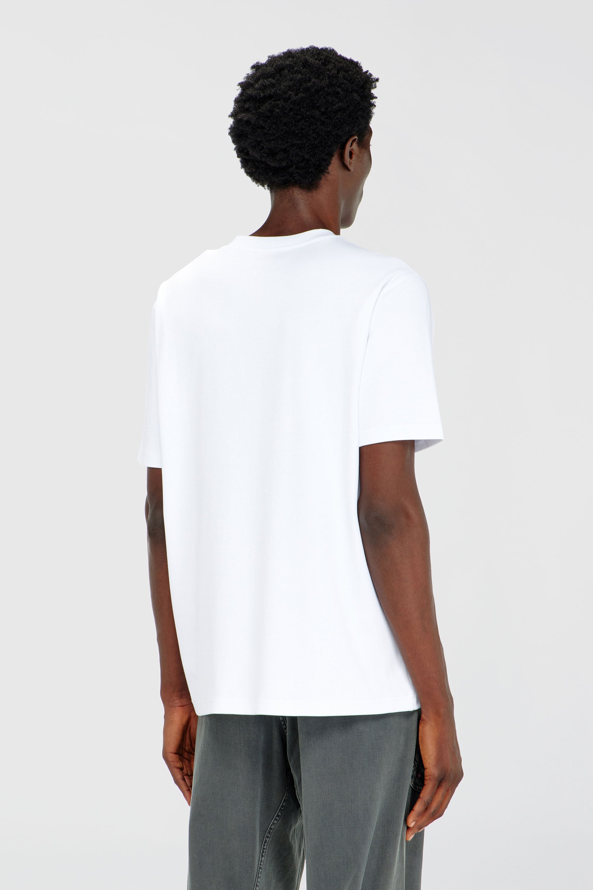 Diesel - T-ADJUST-AA2, Camiseta de interlock de algod&oacute;n con logo bordado Hombre in Blanco - 4