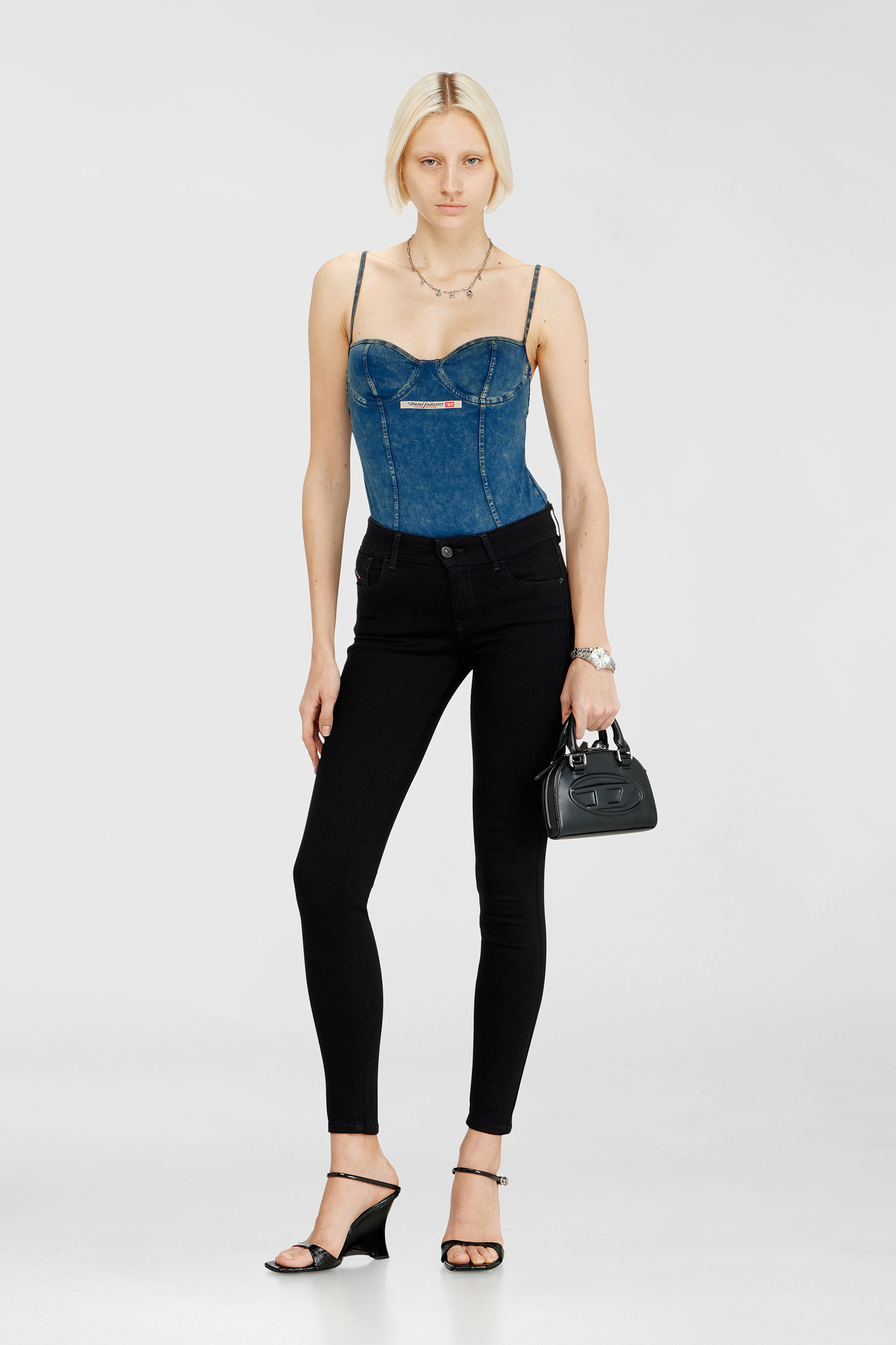 Diesel - Skinny Jeans 2017 Slandy 069EF Mujer, Negro/Gris oscuro - 1