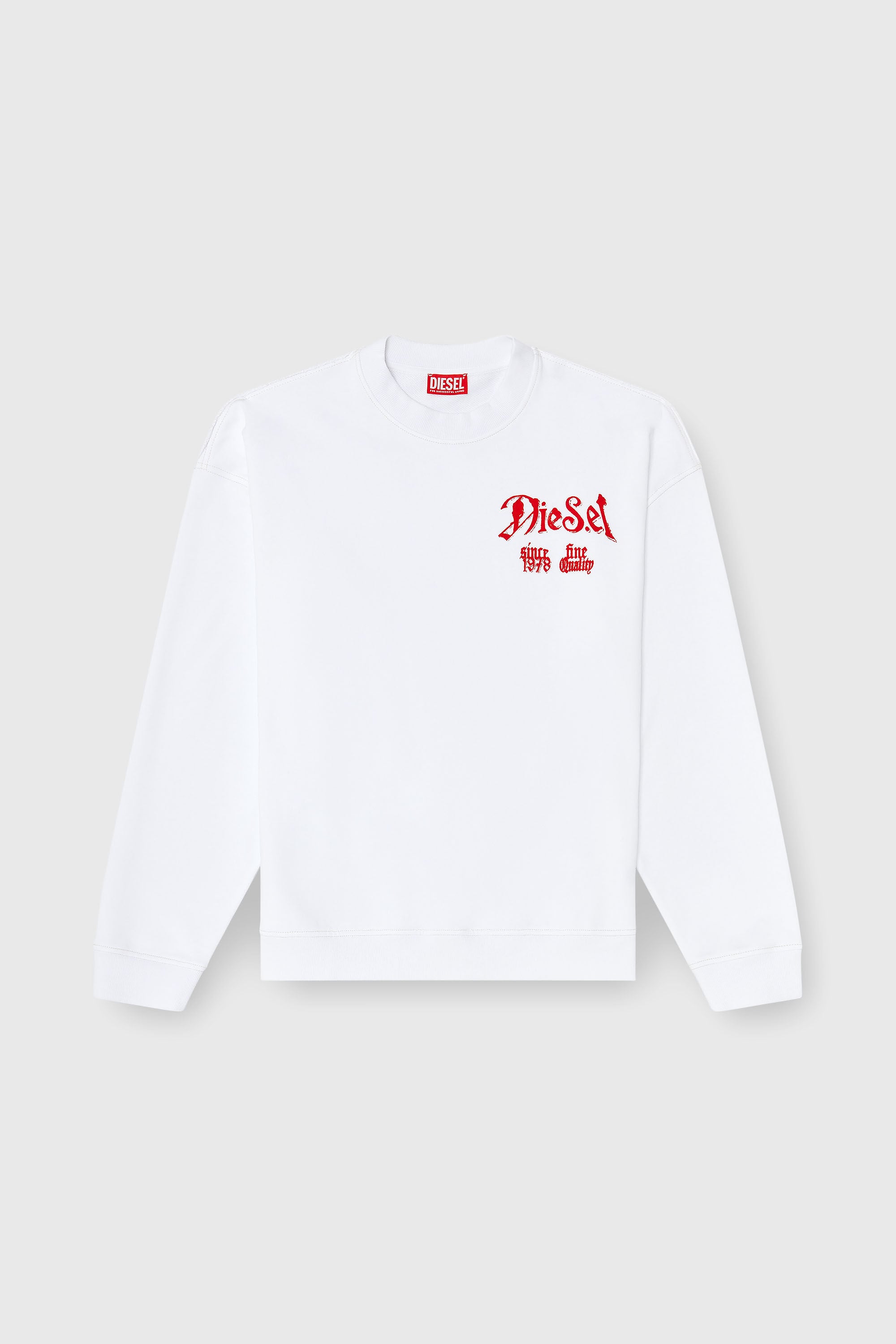 Diesel - S-BOXT-AA2, Sudadera de algod&oacute;n con gr&aacute;ficos flocados Hombre in Blanco - 2