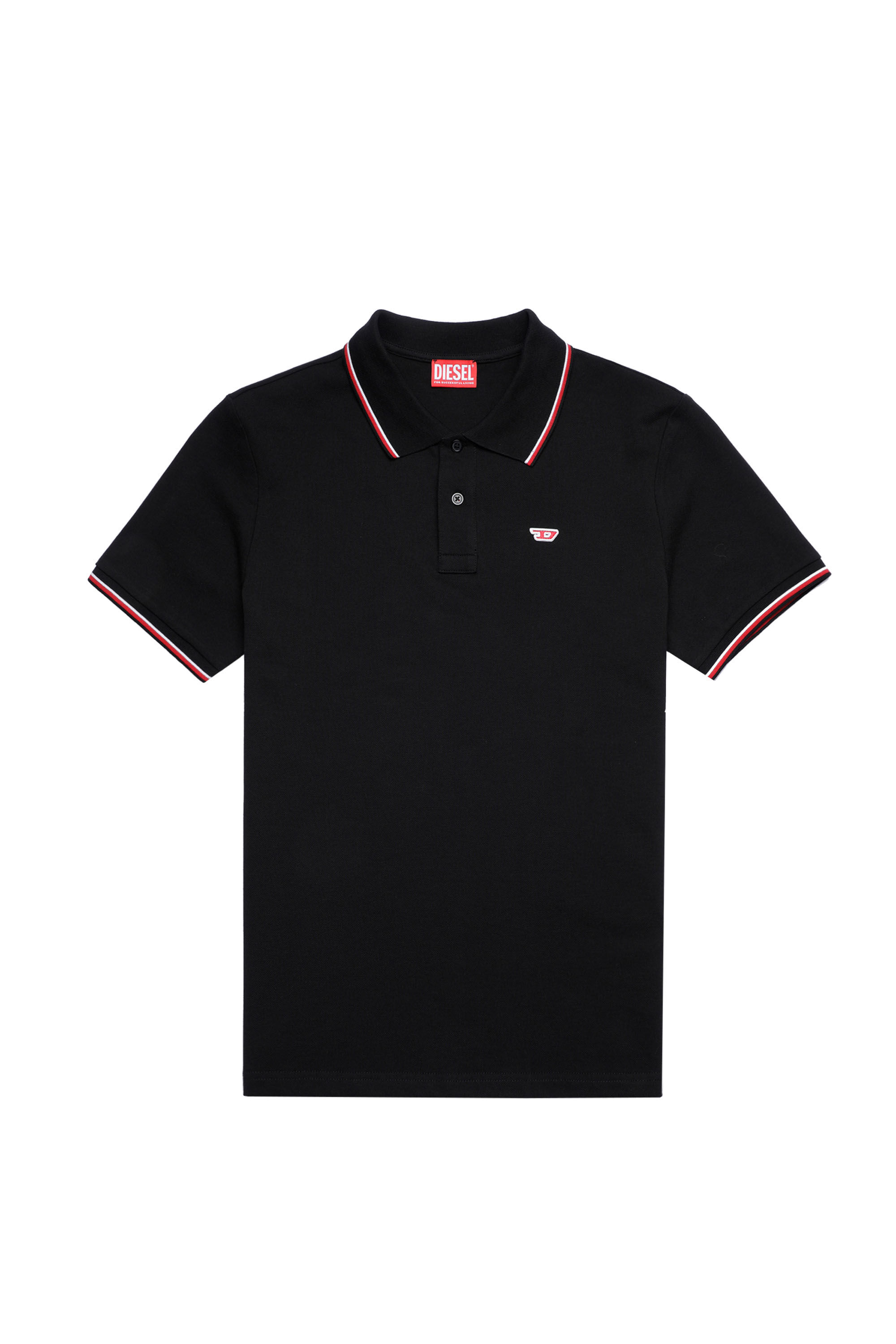Diesel - T-SMITH-D, Man Polo shirt with striped trims in Black - Image 2