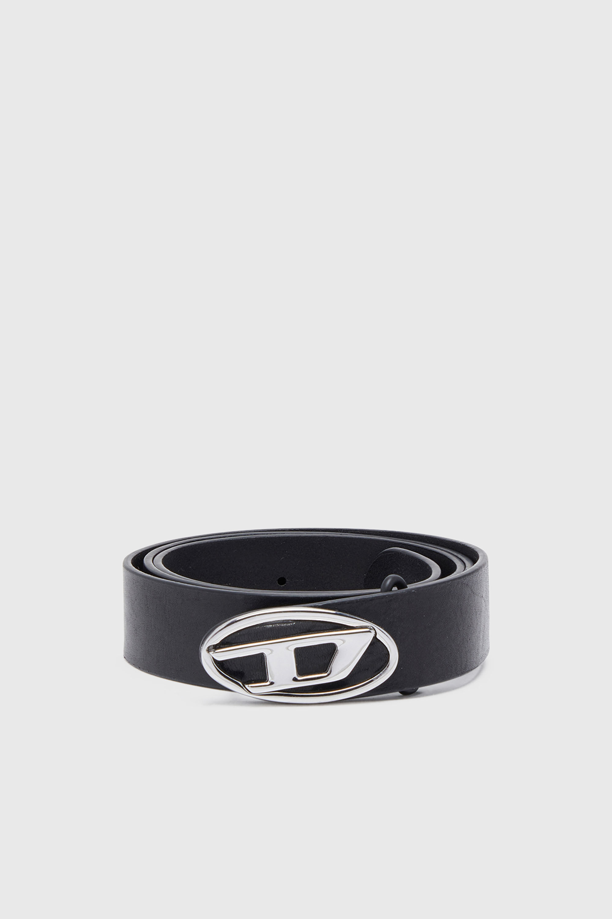 Diesel - B-1DR-LAYER, Cintur&oacute;n 2.9 cm de cuero con logotipo Oval D Hombre in Negro - 1