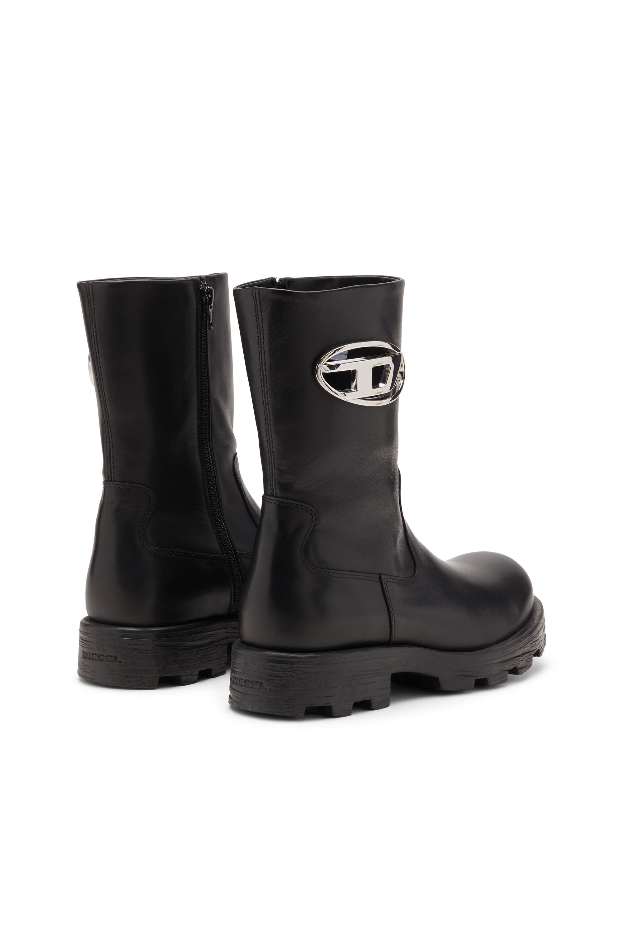 Diesel - D-HAMMER BKR D W, D-Hammer-Botas tipo motorista de cuero brillante Mujer in Negro - 3