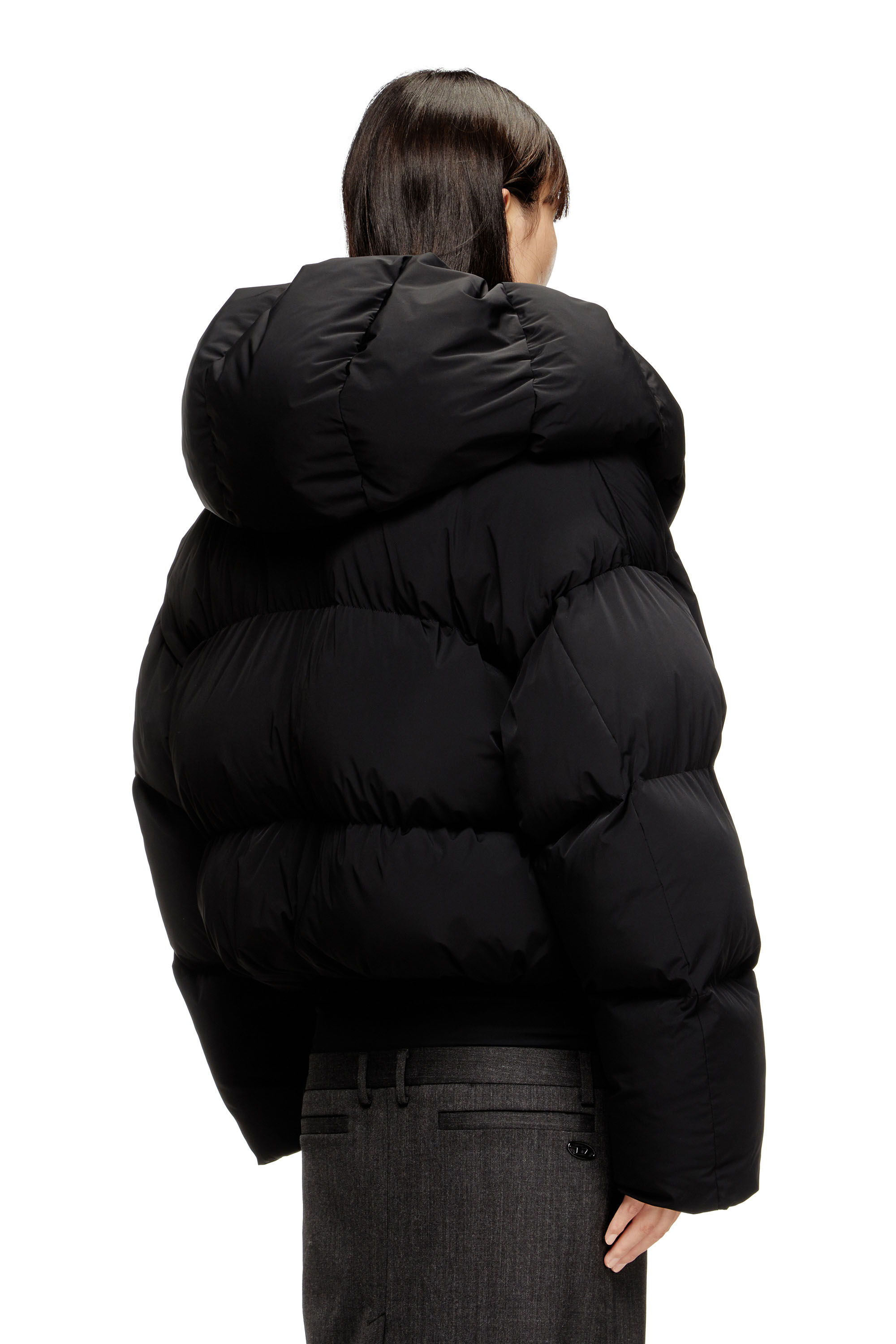 Diesel - W-ILEY-T1, Chaqueta de plumón envolvente en nylon bi-elástico Mujer in Negro - 4