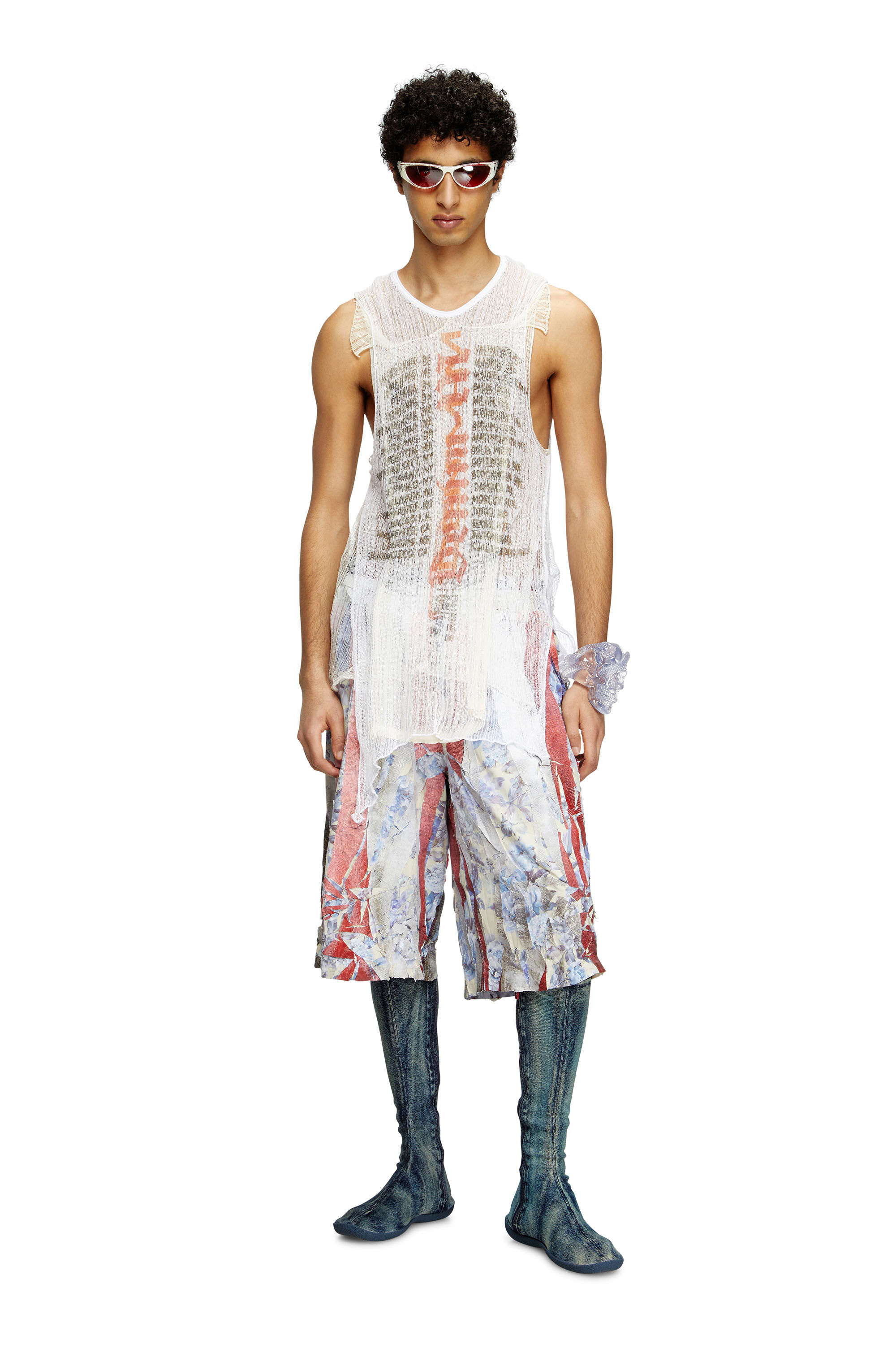 Diesel - K-ABANTE-B, Camiseta de tirantes de punto desgastada Hombre in Blanco - 1