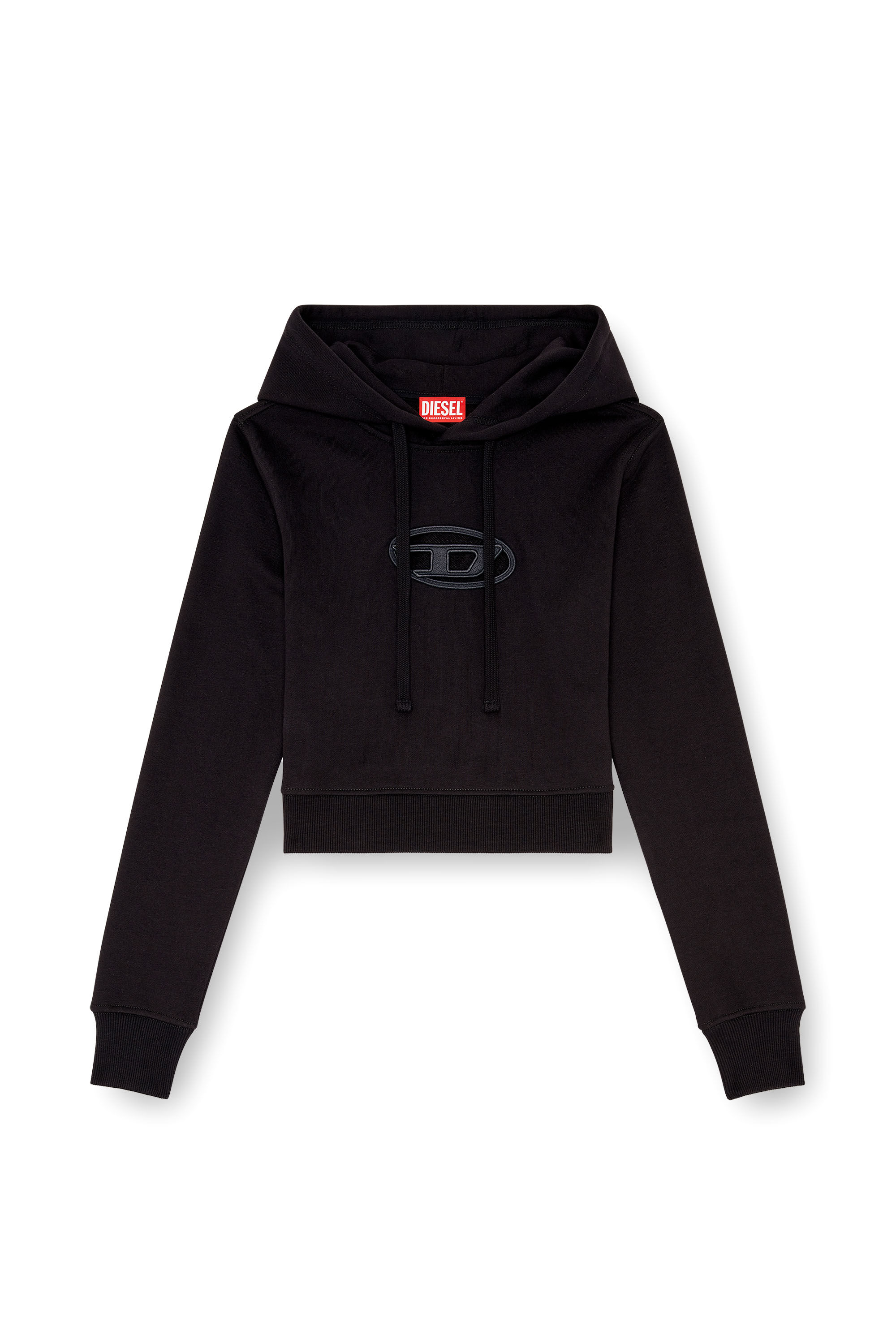 Sudadera con capucha con logotipo Oval D recortado Mujer Negro Diesel