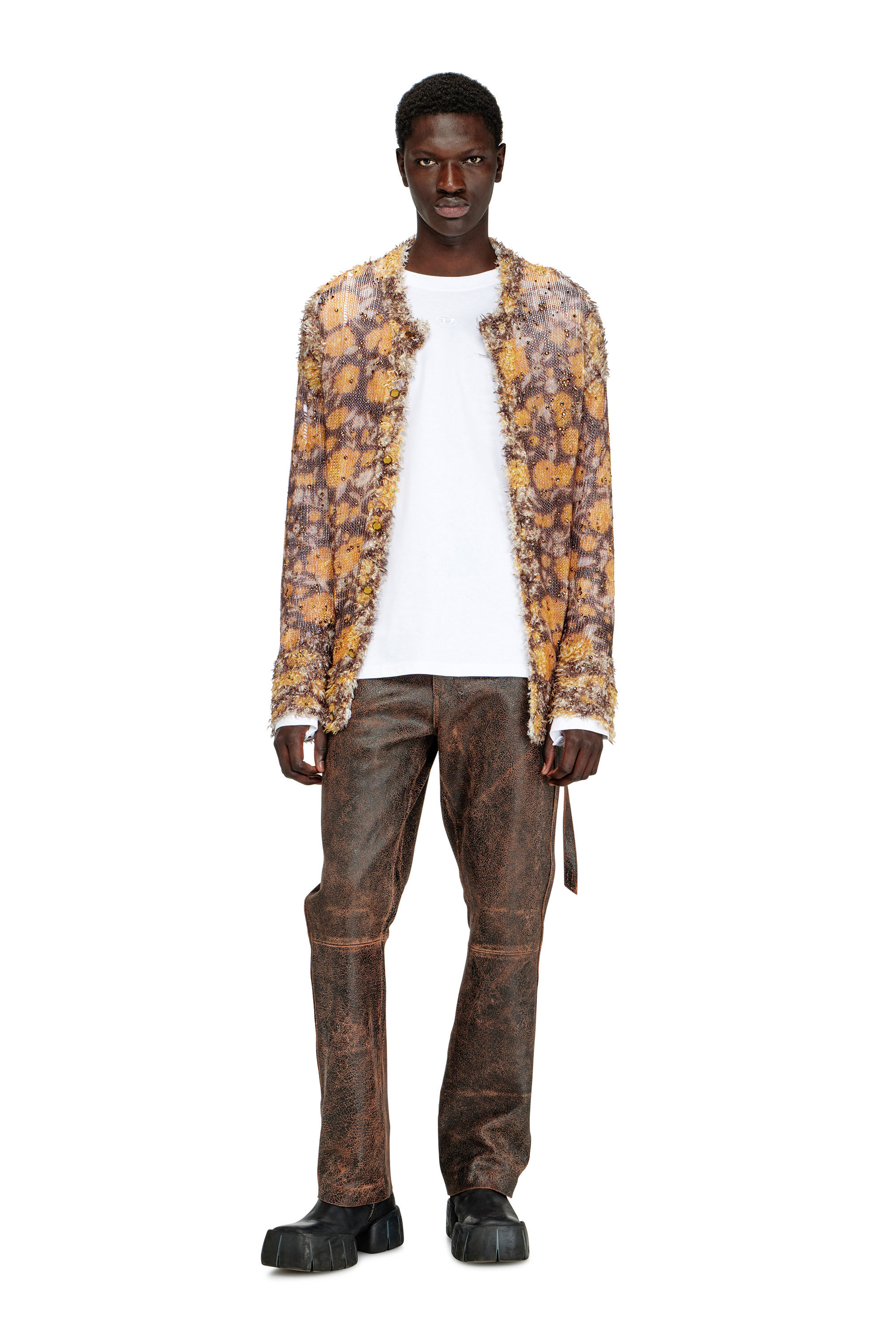 Diesel - T-KRISTIAN, Camiseta con pu&ntilde;o de detalle biker Hombre in Blanco - 1