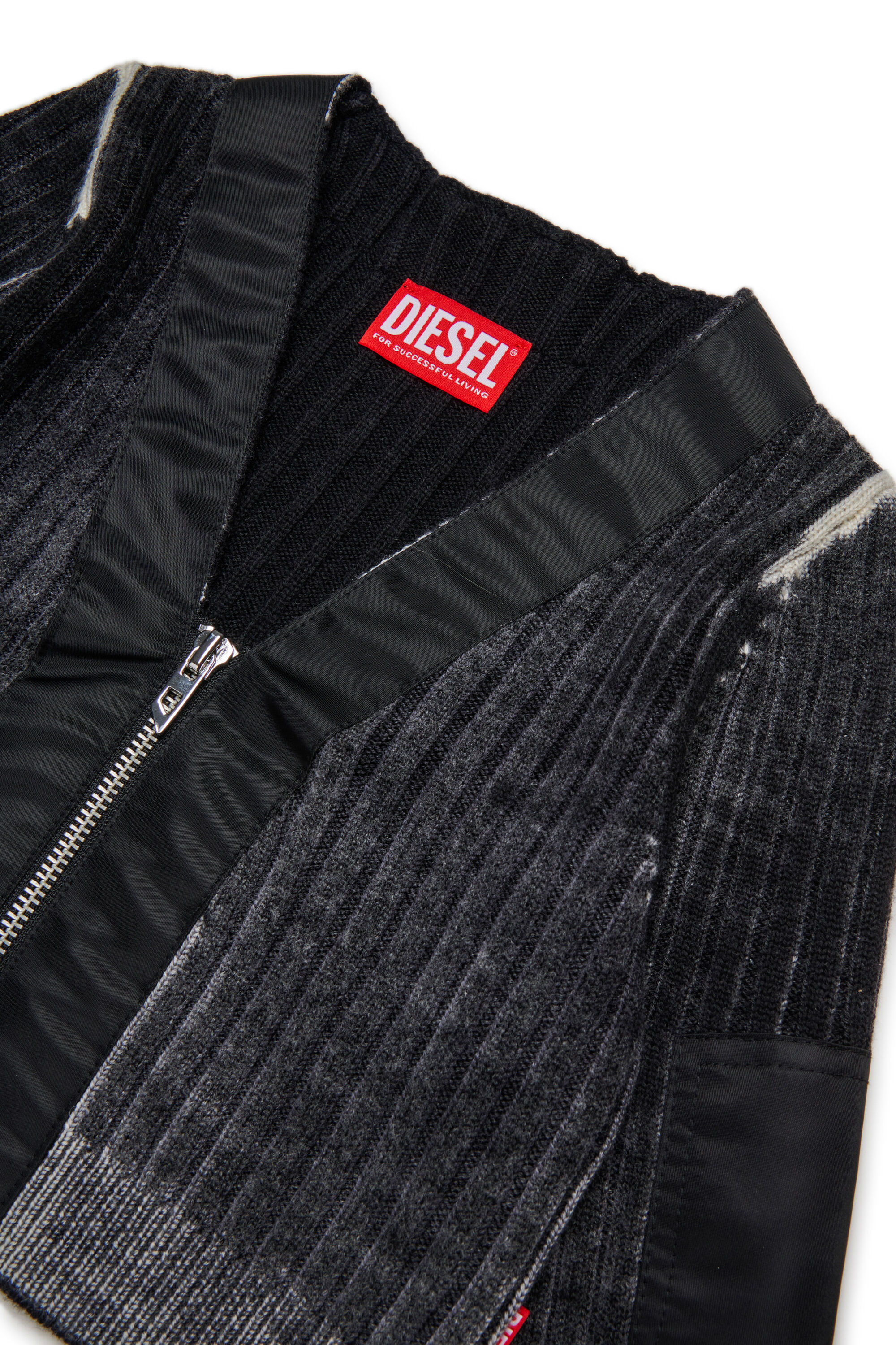 Diesel - KMASERA, Suéter de lana con cremallera frontal Mujer in Negro - 3