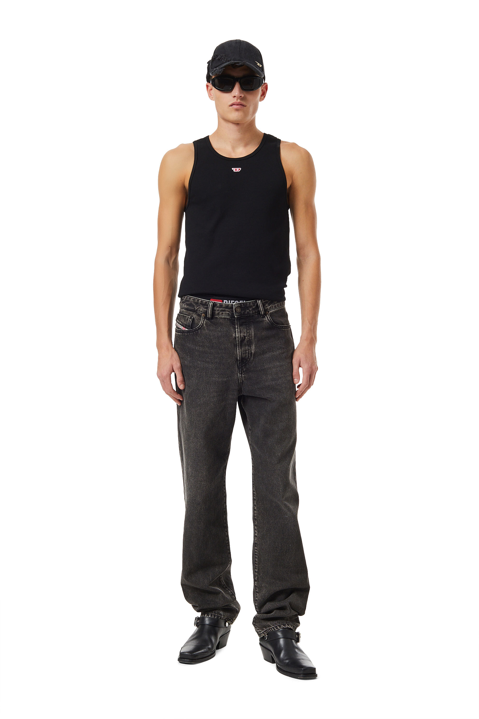 Diesel - 1955 09B87 Straight Jeans, Negro/Gris oscuro - Image 1