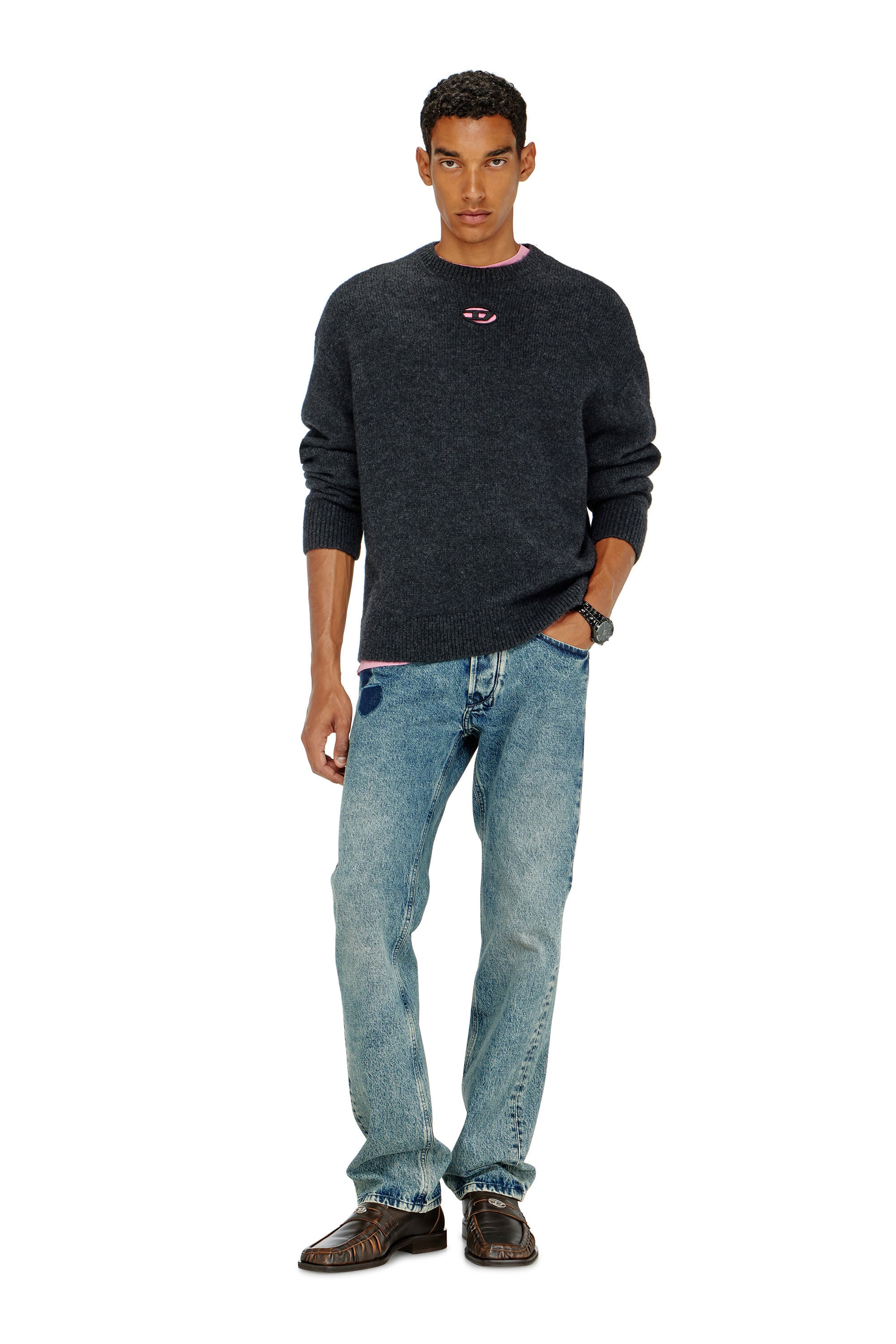 Diesel - K-AREESO, Jersey de mezcla de lana y alpaca Hombre in Negro - 1