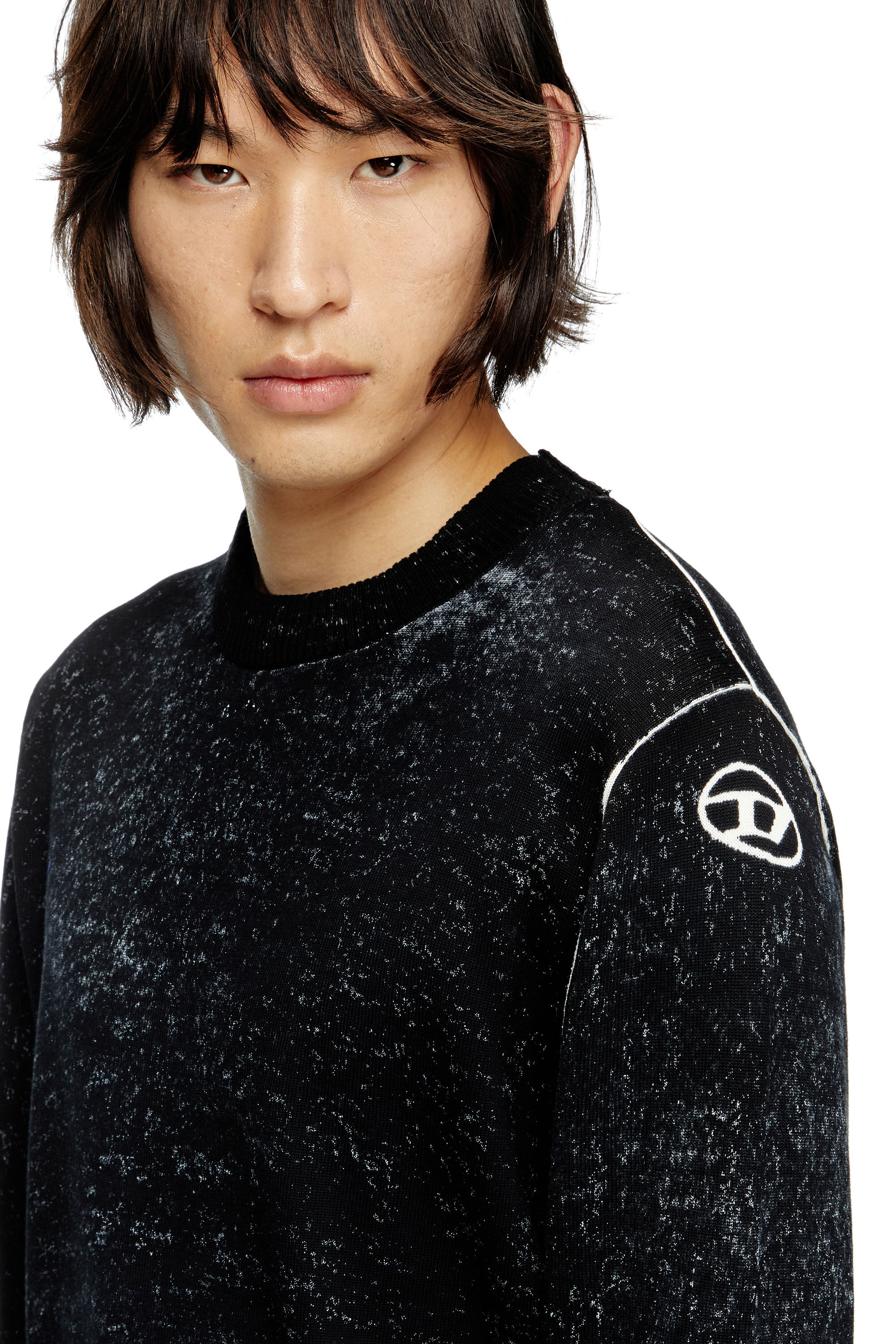 Diesel - K-LARENCE-B, Jersey de algodón con estampado invertido Hombre in Negro - 5