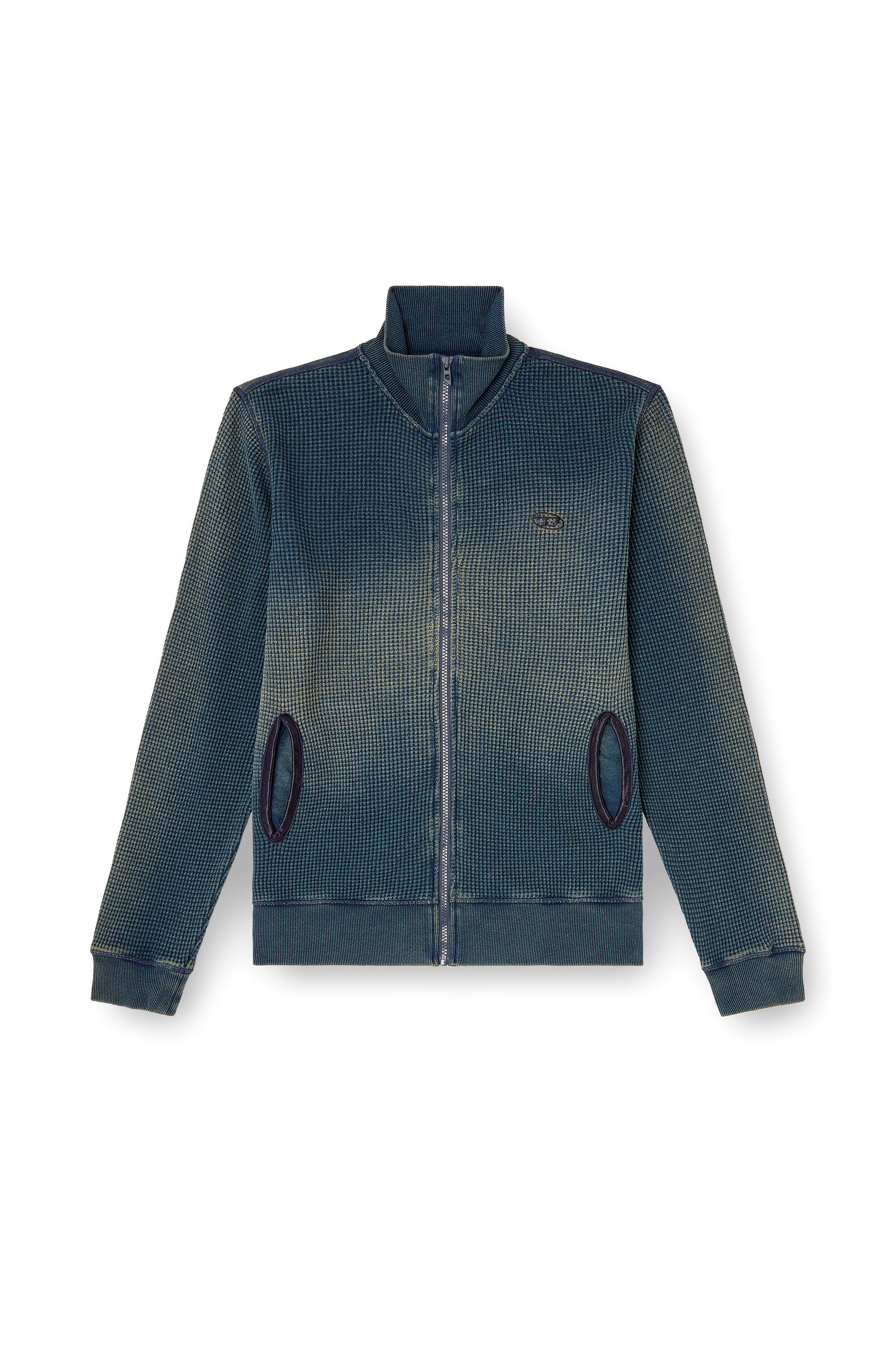 Diesel - S-WAFY-ZIP, Sudadera con cremallera en tejido gofrado Hombre in Azul marino - 4
