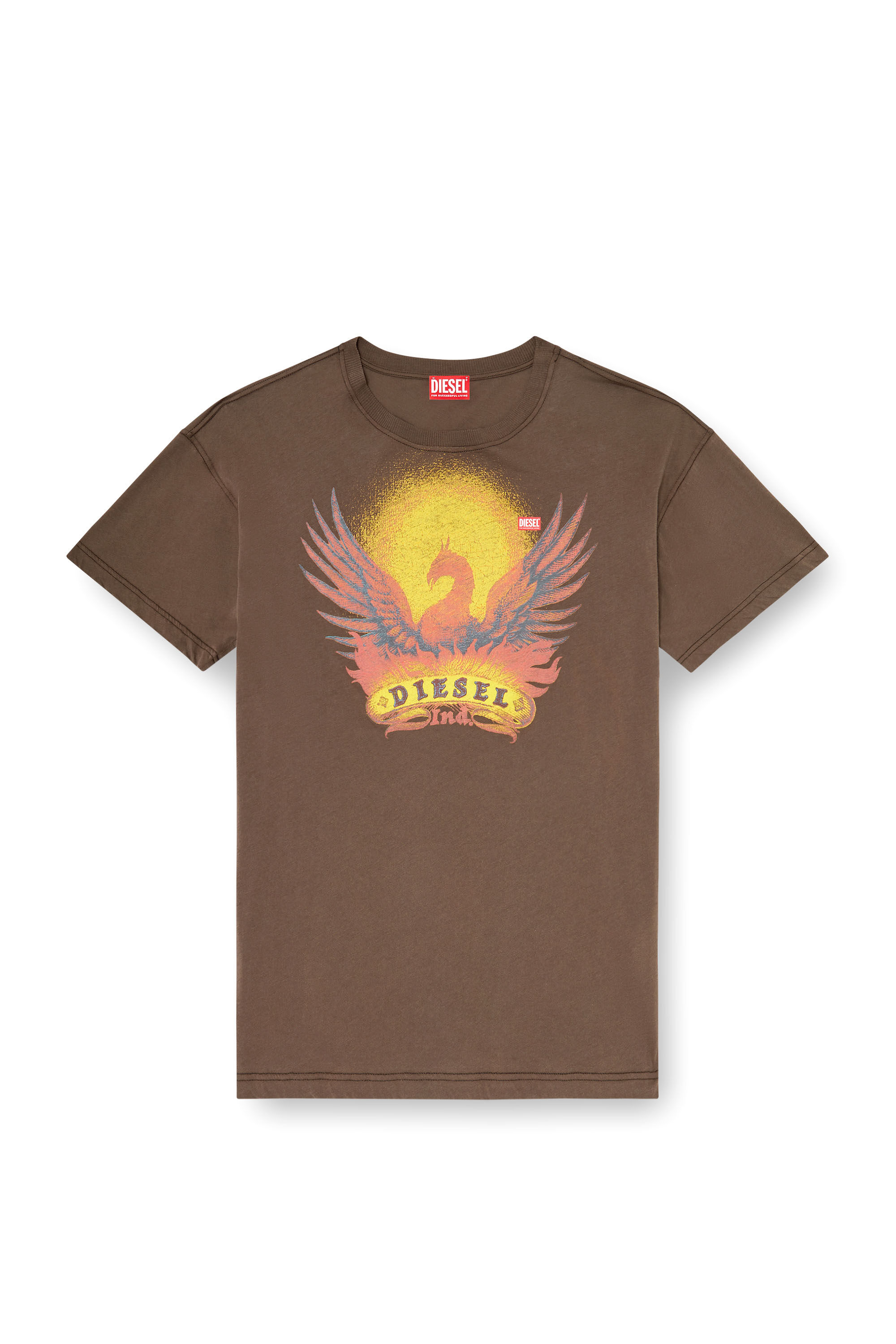 Diesel - T-NORM-AA1, Camiseta regular con estampado de f&eacute;nix Hombre in Marr&oacute;n - 2
