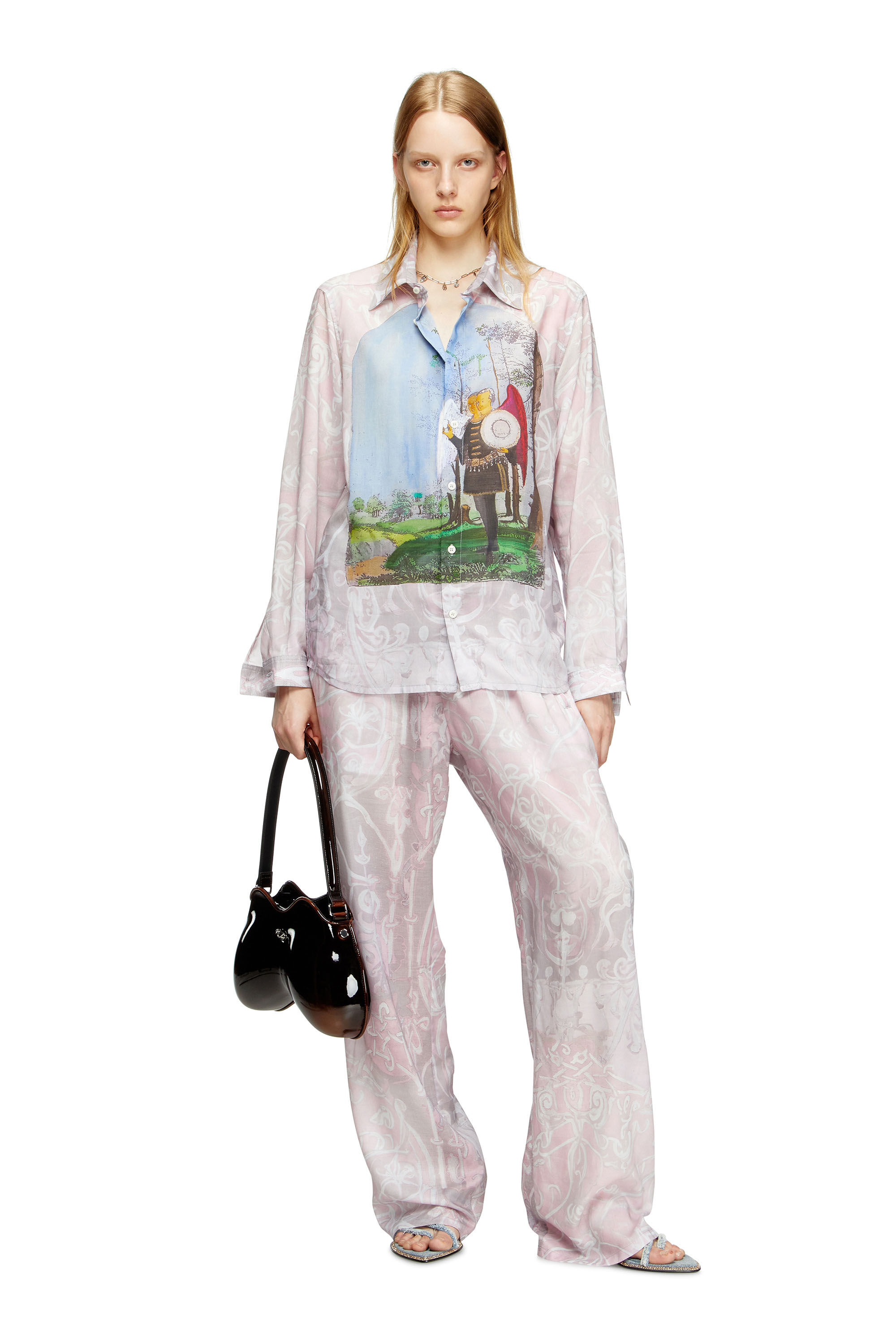 Diesel - S-SIMPLY-A-AJFW, Camisa con estampado medieval Unisex in Rosa - 6